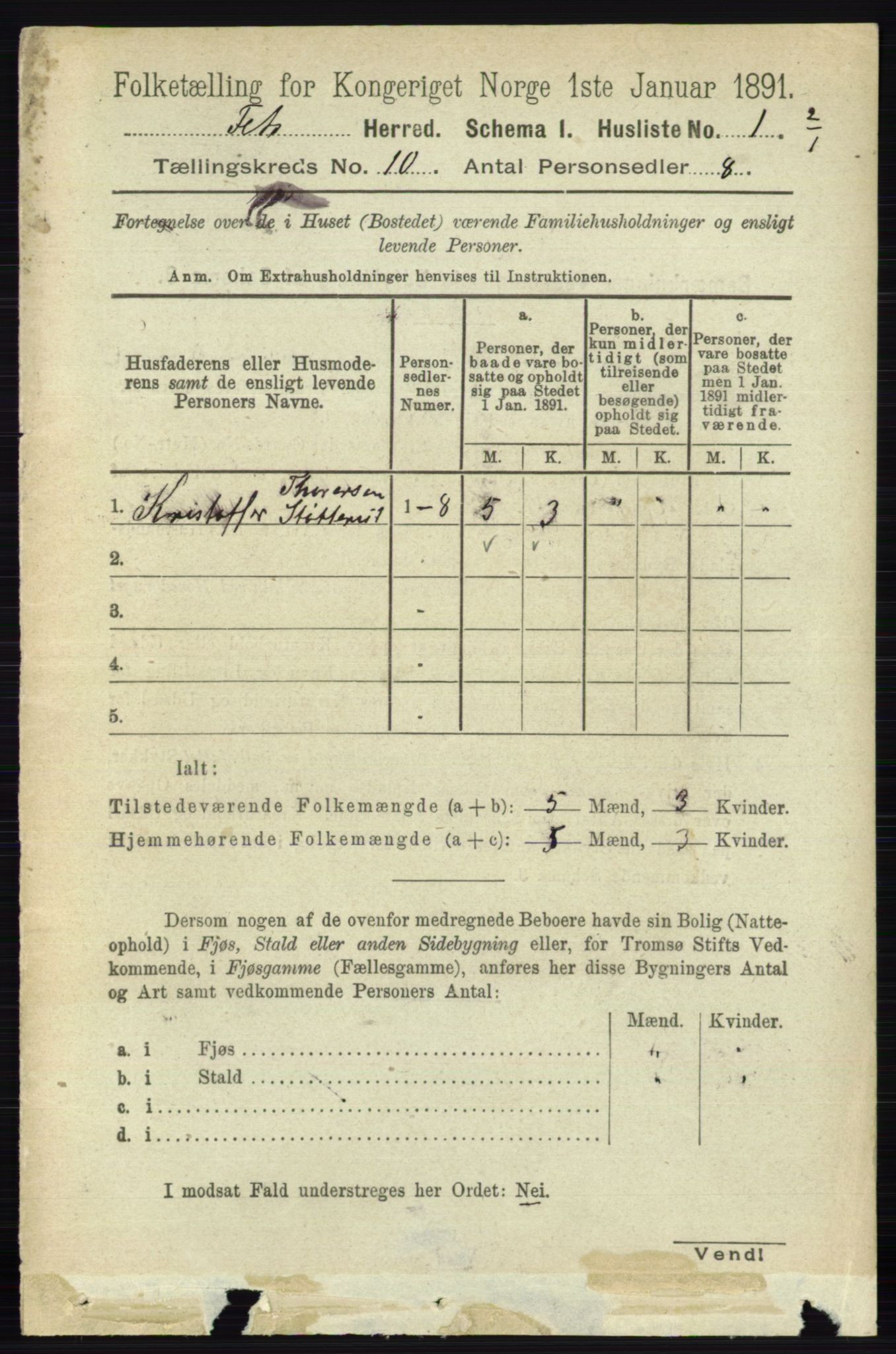 RA, 1891 census for 0227 Fet, 1891, p. 3949