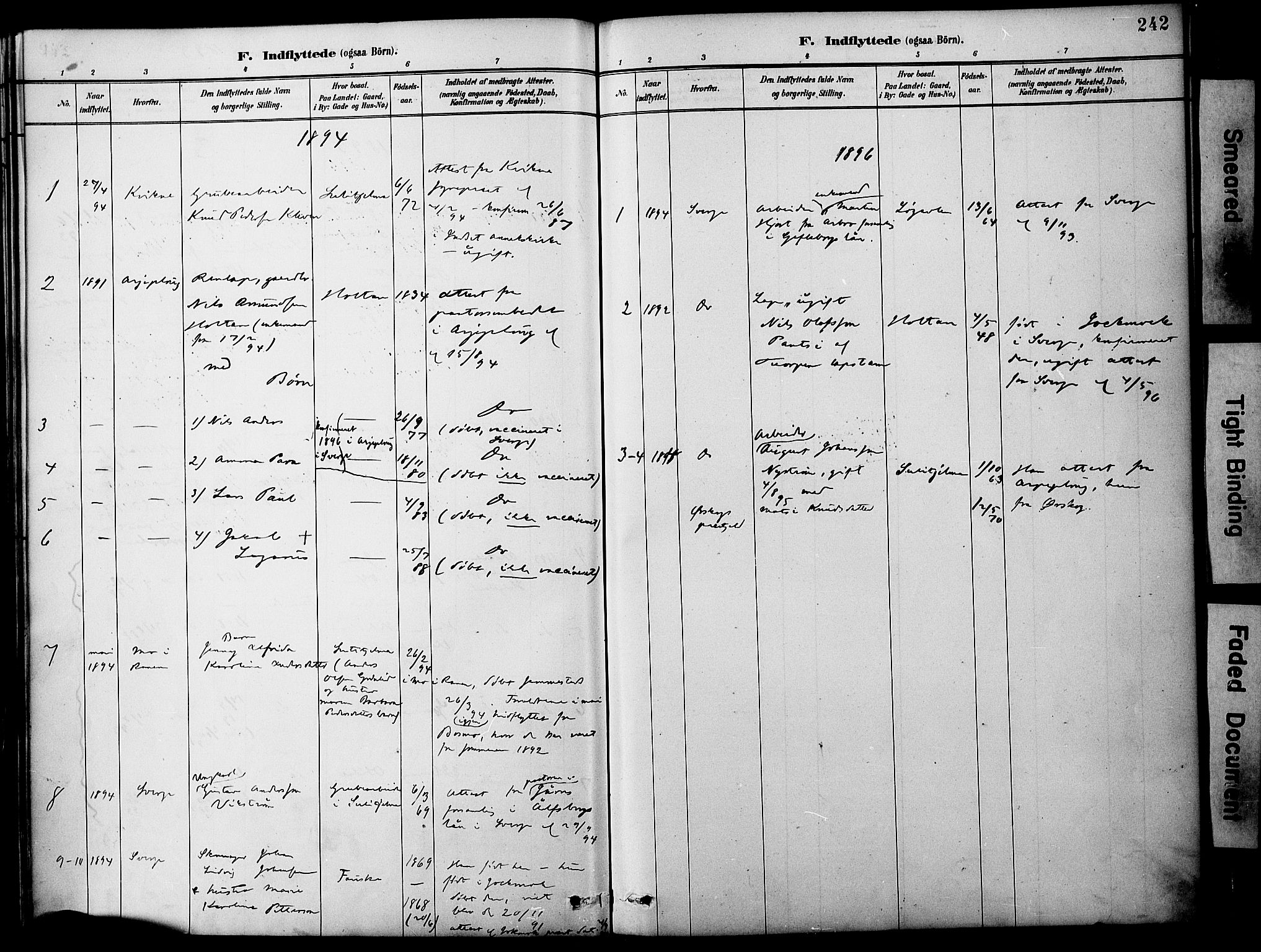 Ministerialprotokoller, klokkerbøker og fødselsregistre - Nordland, AV/SAT-A-1459/849/L0690: Parish register (official) no. 849A02, 1890-1897, p. 242