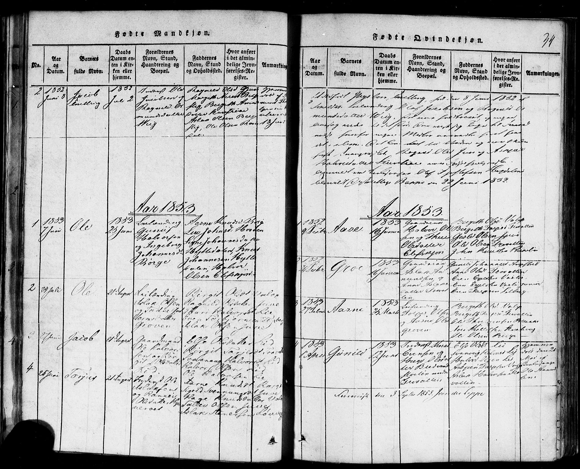 Rauland kirkebøker, AV/SAKO-A-292/F/Fa/L0002: Parish register (official) no. I 2, 1815-1860, p. 34