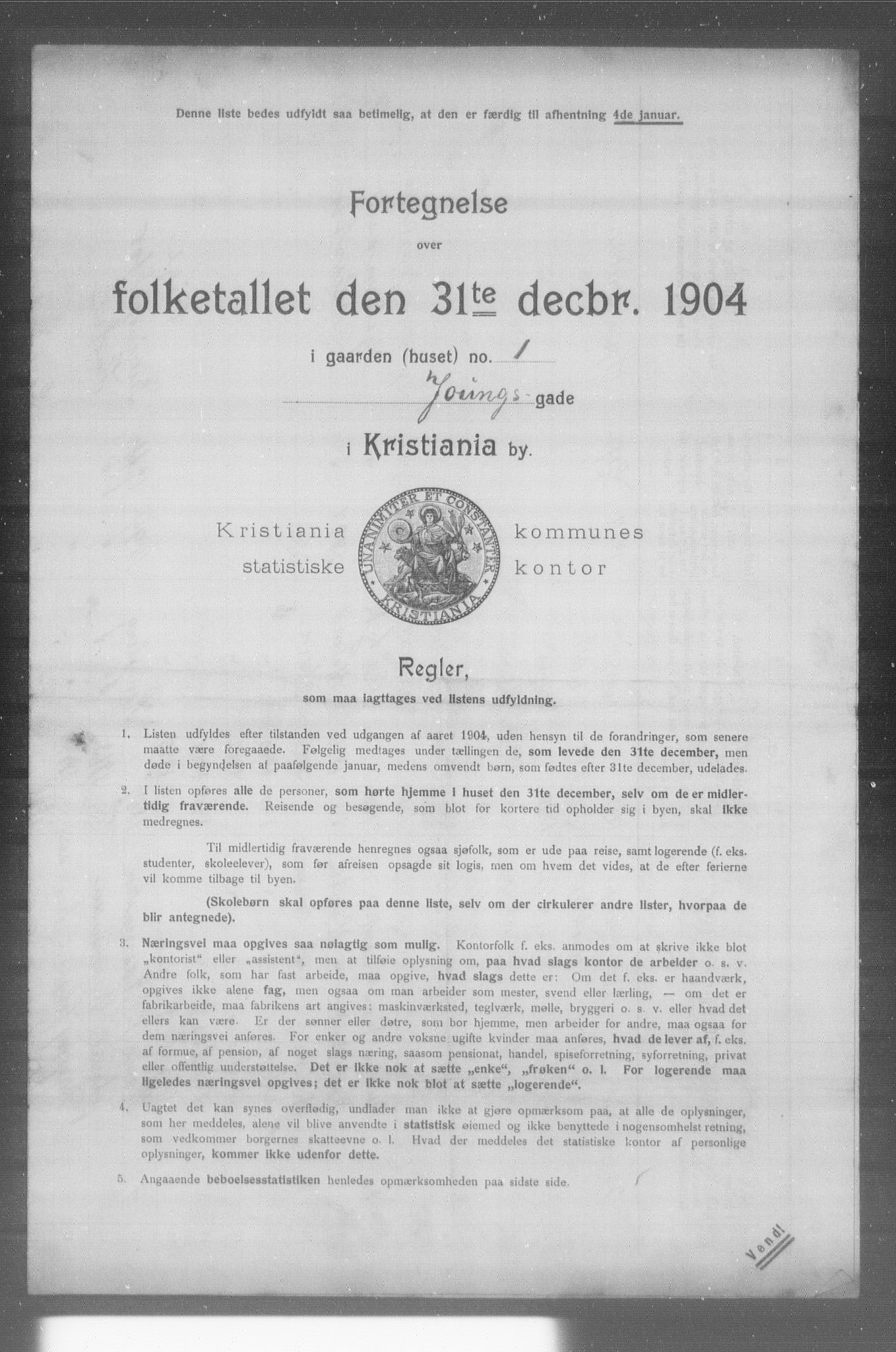 OBA, Municipal Census 1904 for Kristiania, 1904, p. 24077