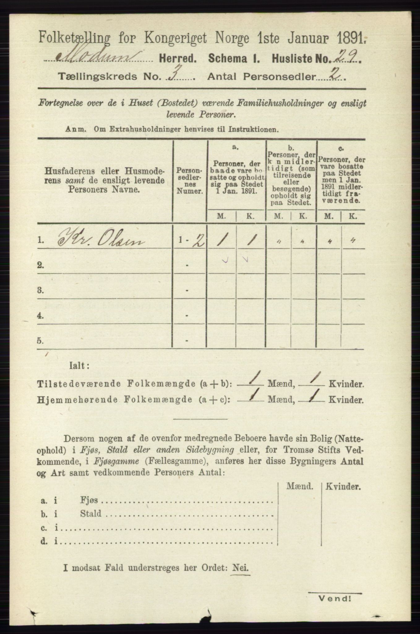 RA, 1891 census for 0623 Modum, 1891, p. 710