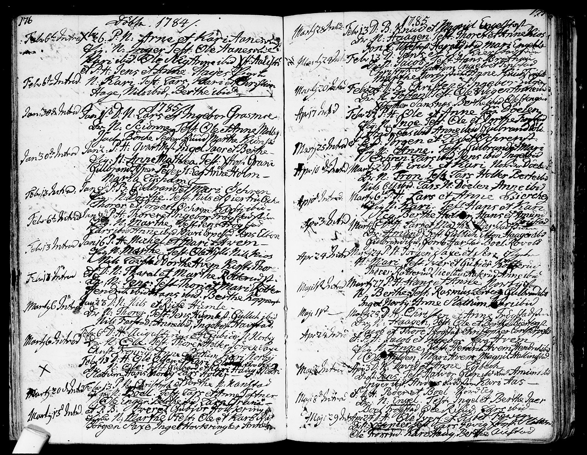 Nannestad prestekontor Kirkebøker, SAO/A-10414a/F/Fa/L0007: Parish register (official) no. I 7, 1754-1791, p. 176-177