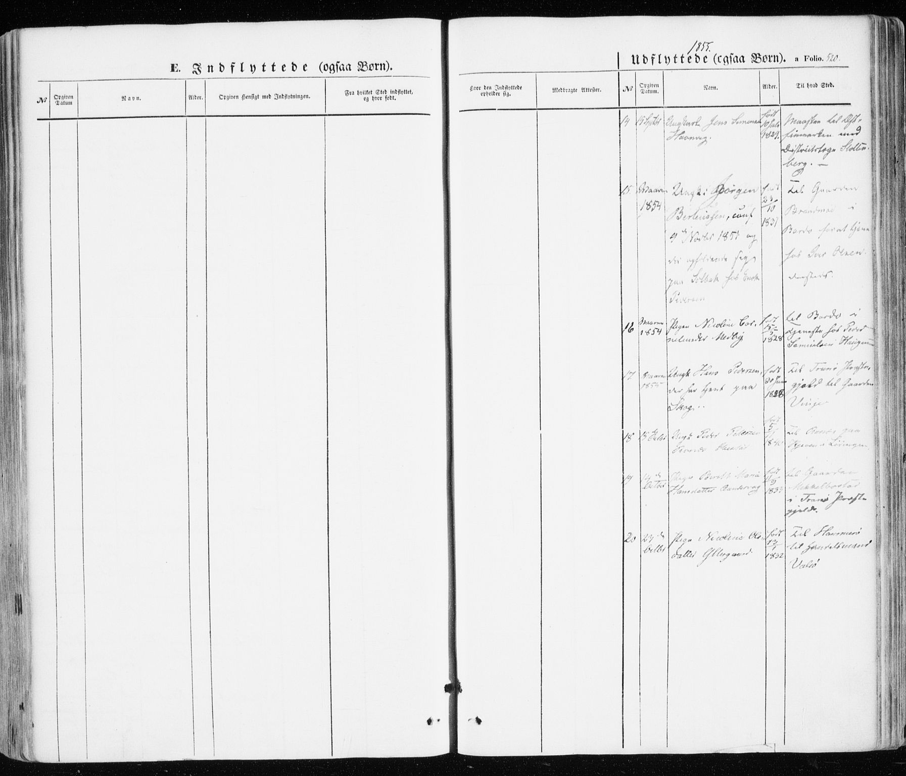 Ibestad sokneprestembete, SATØ/S-0077/H/Ha/Haa/L0008kirke: Parish register (official) no. 8, 1850-1859, p. 520