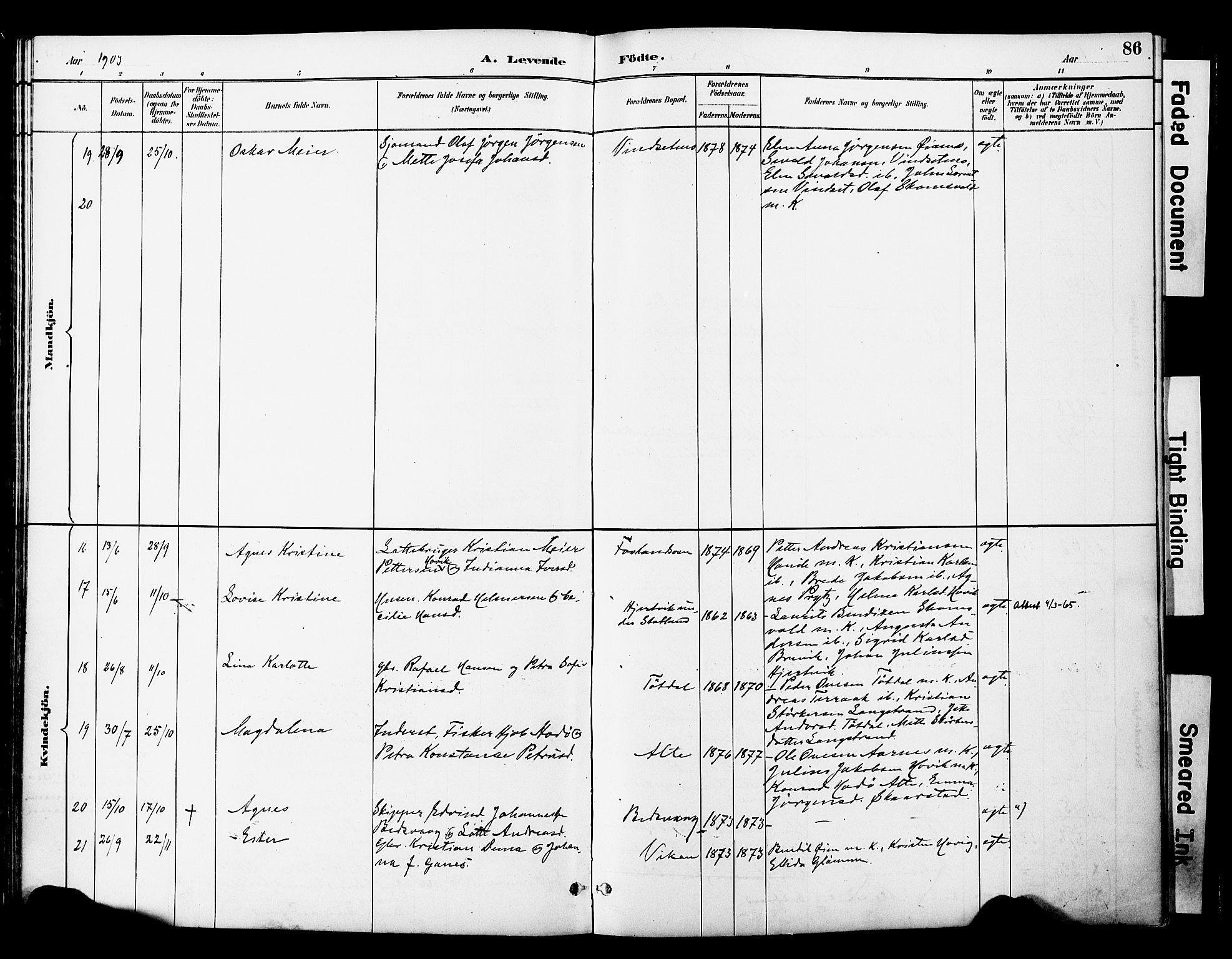 Ministerialprotokoller, klokkerbøker og fødselsregistre - Nord-Trøndelag, SAT/A-1458/774/L0628: Parish register (official) no. 774A02, 1887-1903, p. 86