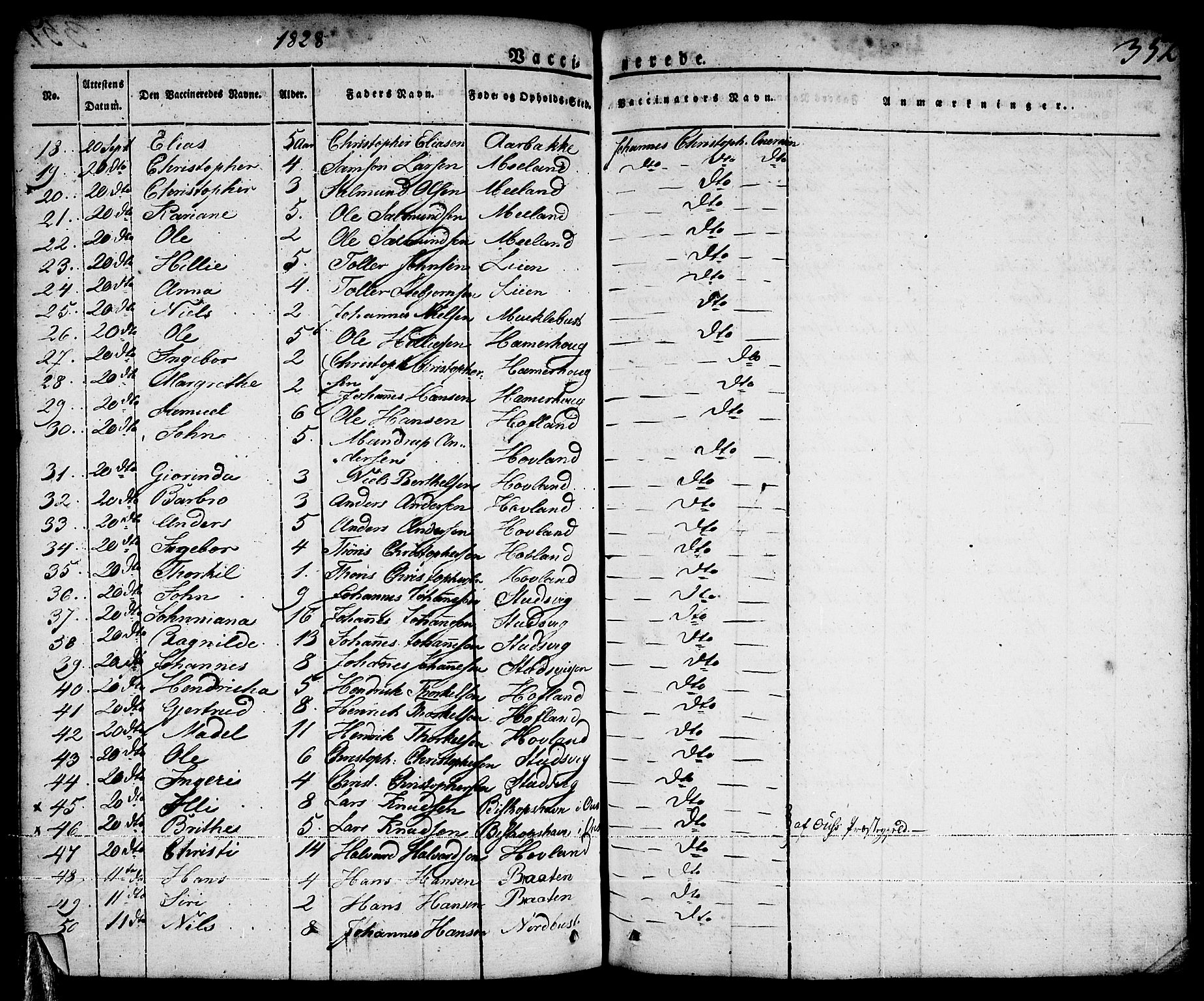 Tysnes sokneprestembete, AV/SAB-A-78601/H/Haa: Parish register (official) no. A 8, 1826-1837, p. 352