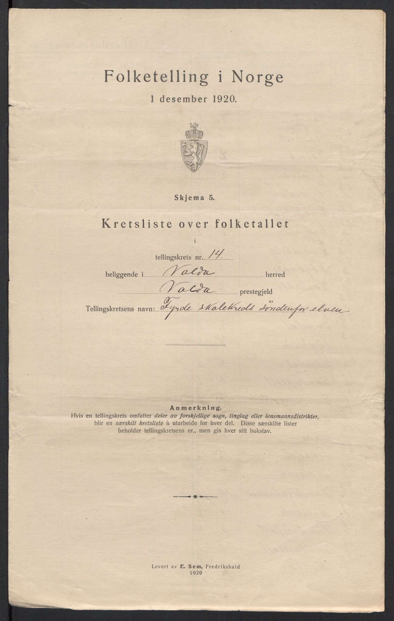 SAT, 1920 census for Volda, 1920, p. 45