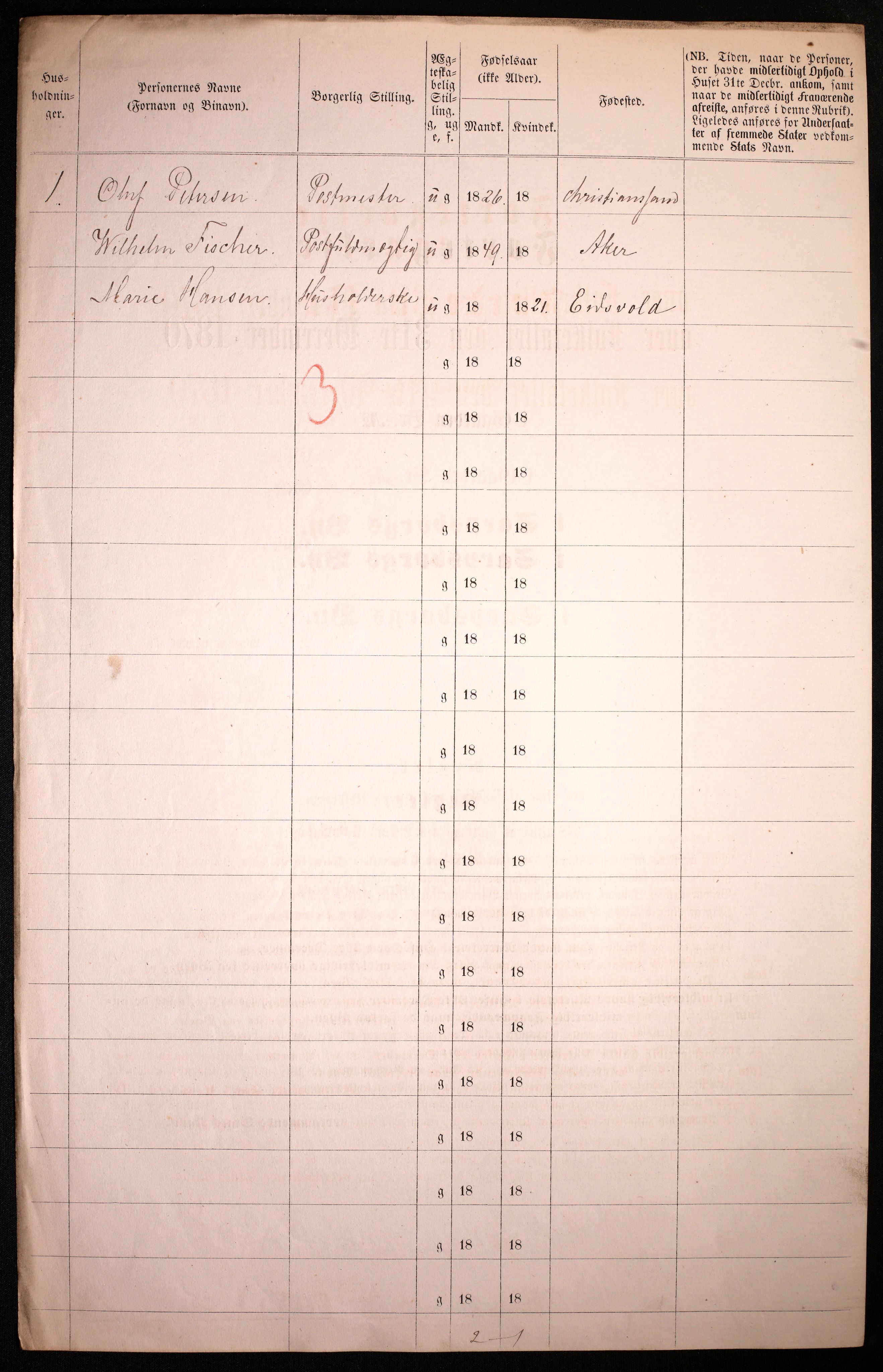 RA, 1870 census for 0102 Sarpsborg, 1870, p. 354