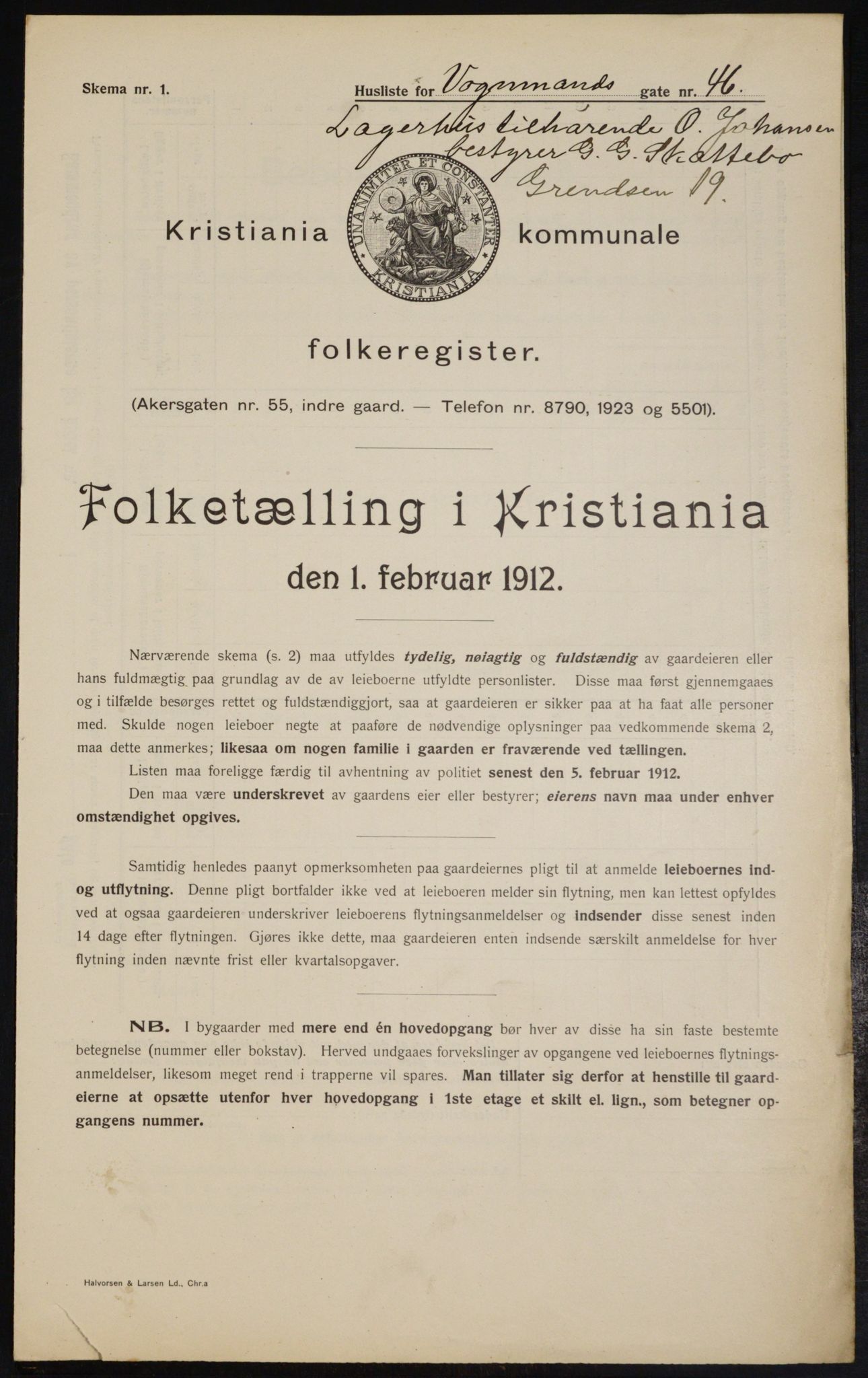 OBA, Municipal Census 1912 for Kristiania, 1912, p. 124225