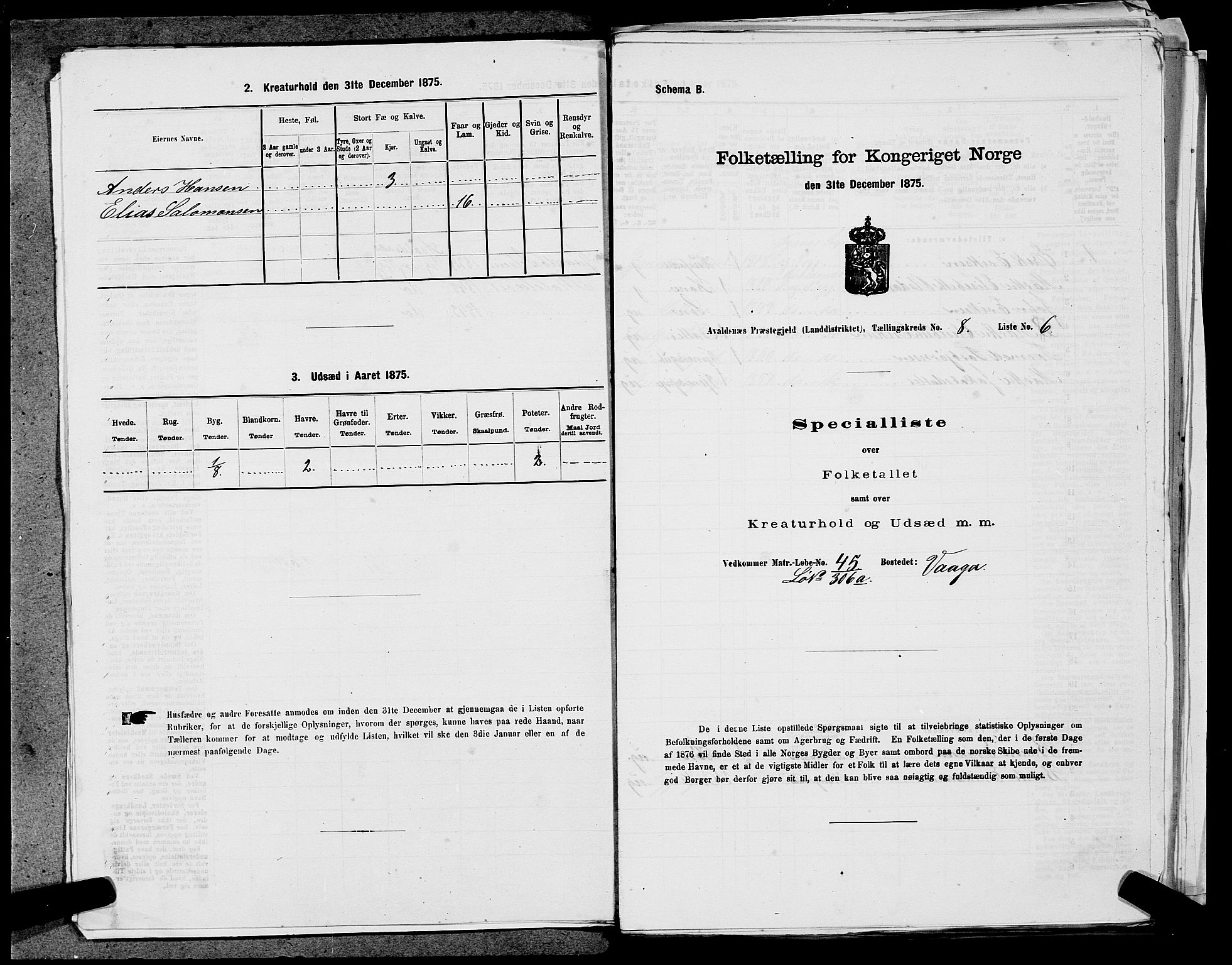 SAST, 1875 census for 1147L Avaldsnes/Avaldsnes og Kopervik, 1875, p. 1300