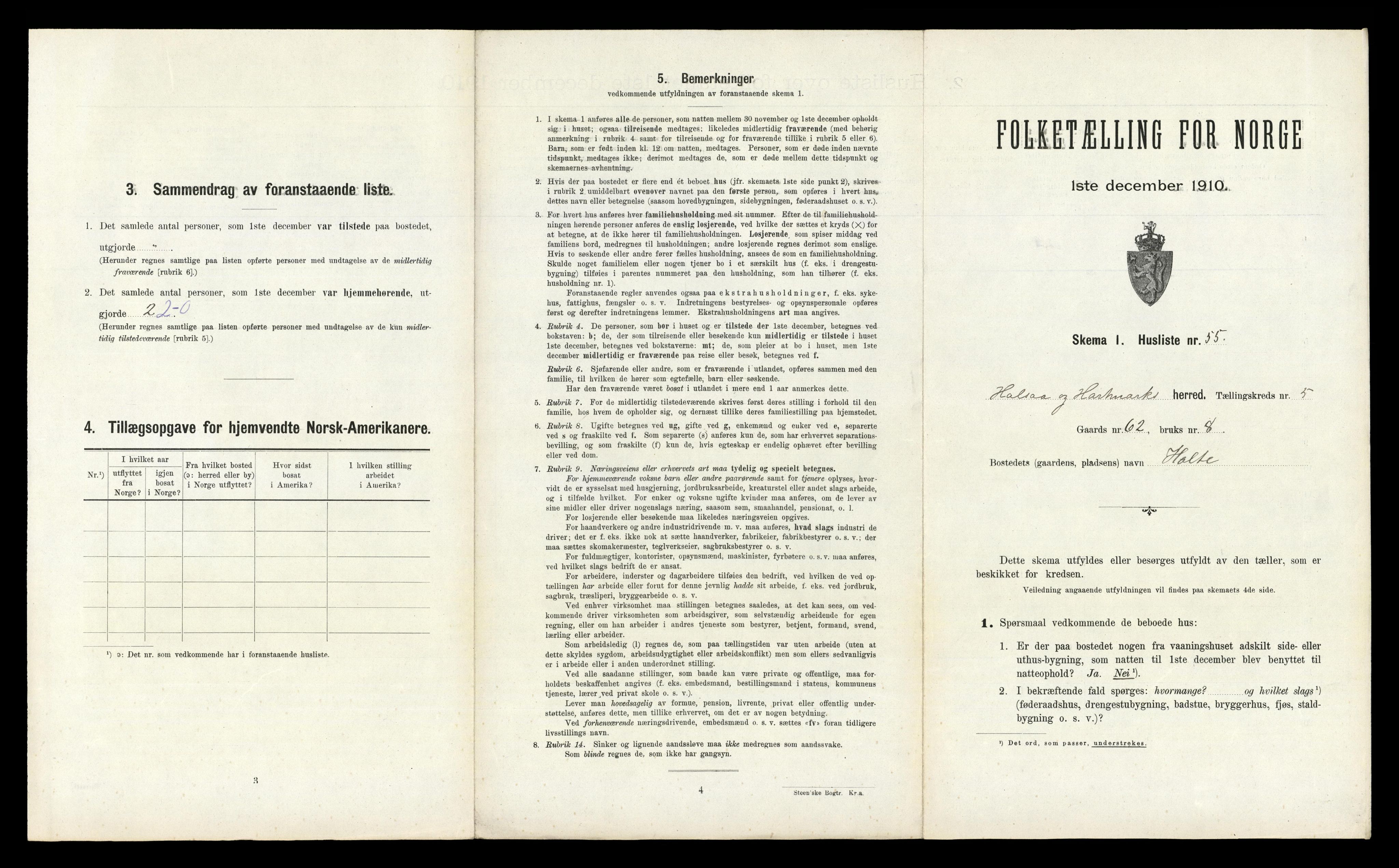 RA, 1910 census for Halse og Harkmark, 1910, p. 550