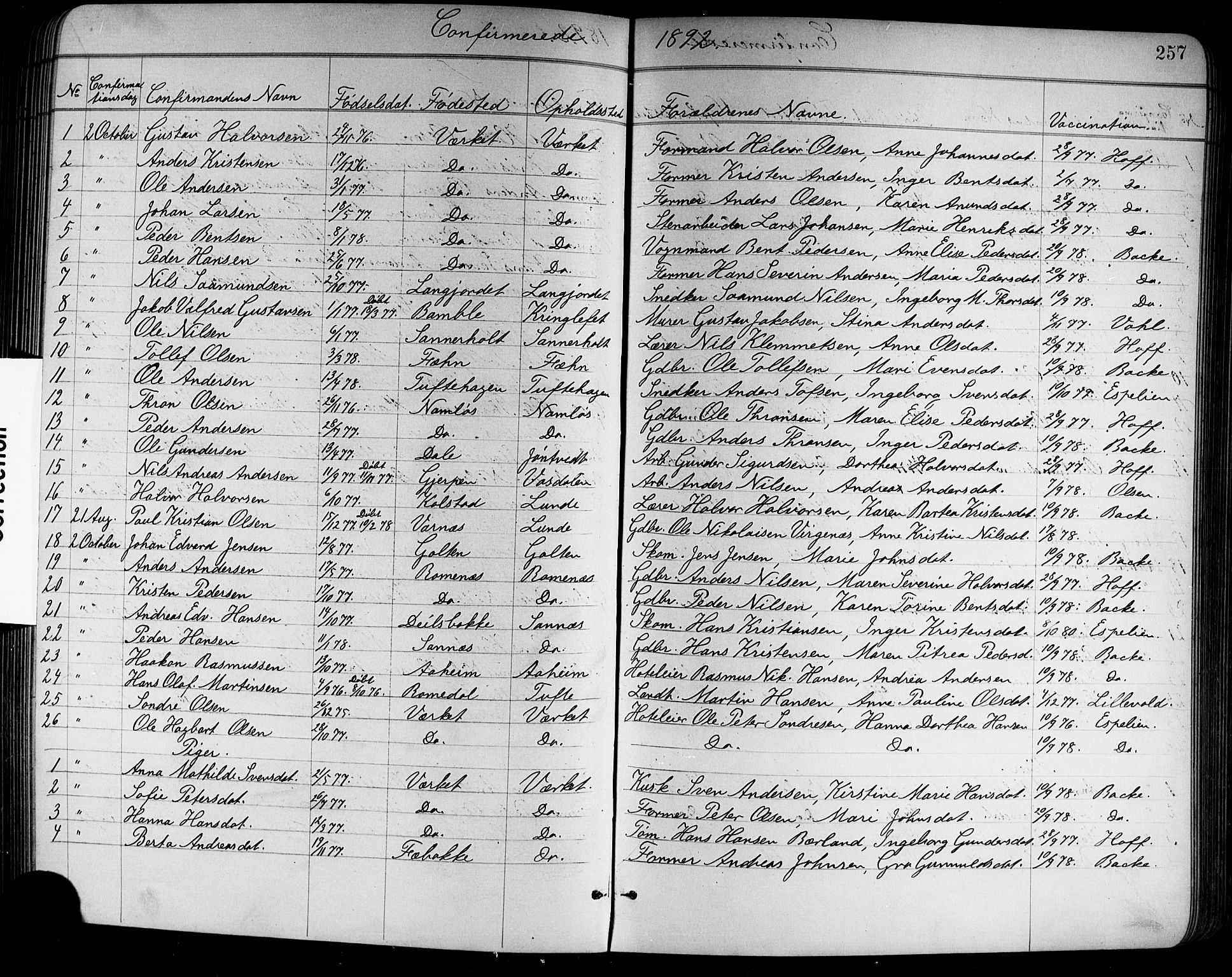 Holla kirkebøker, AV/SAKO-A-272/G/Ga/L0005: Parish register (copy) no. I 5, 1891-1917, p. 257