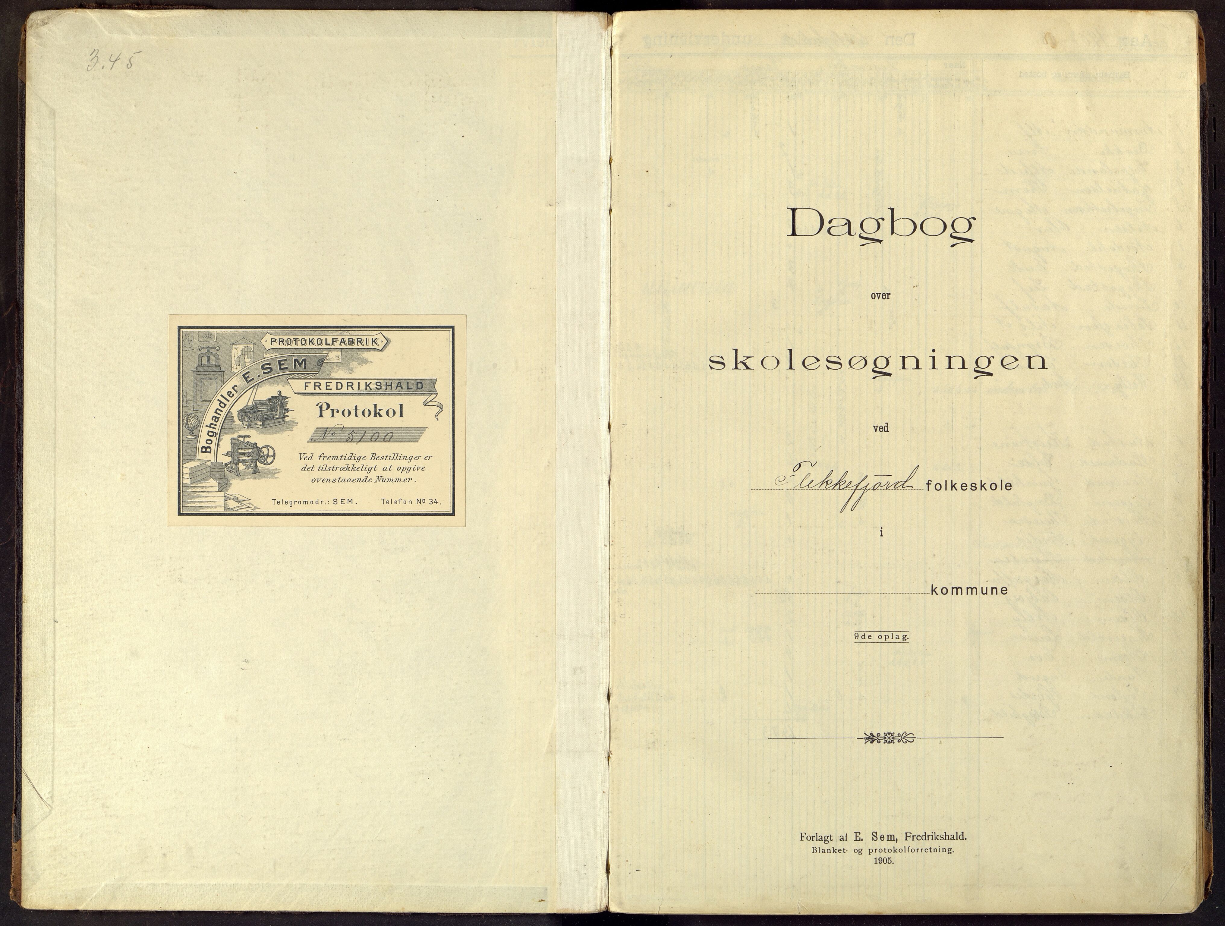 Flekkefjord By - Flekkefjord Folkeskole, ARKSOR/1004FG550/I/L0004: Dagbok, 1907-1916