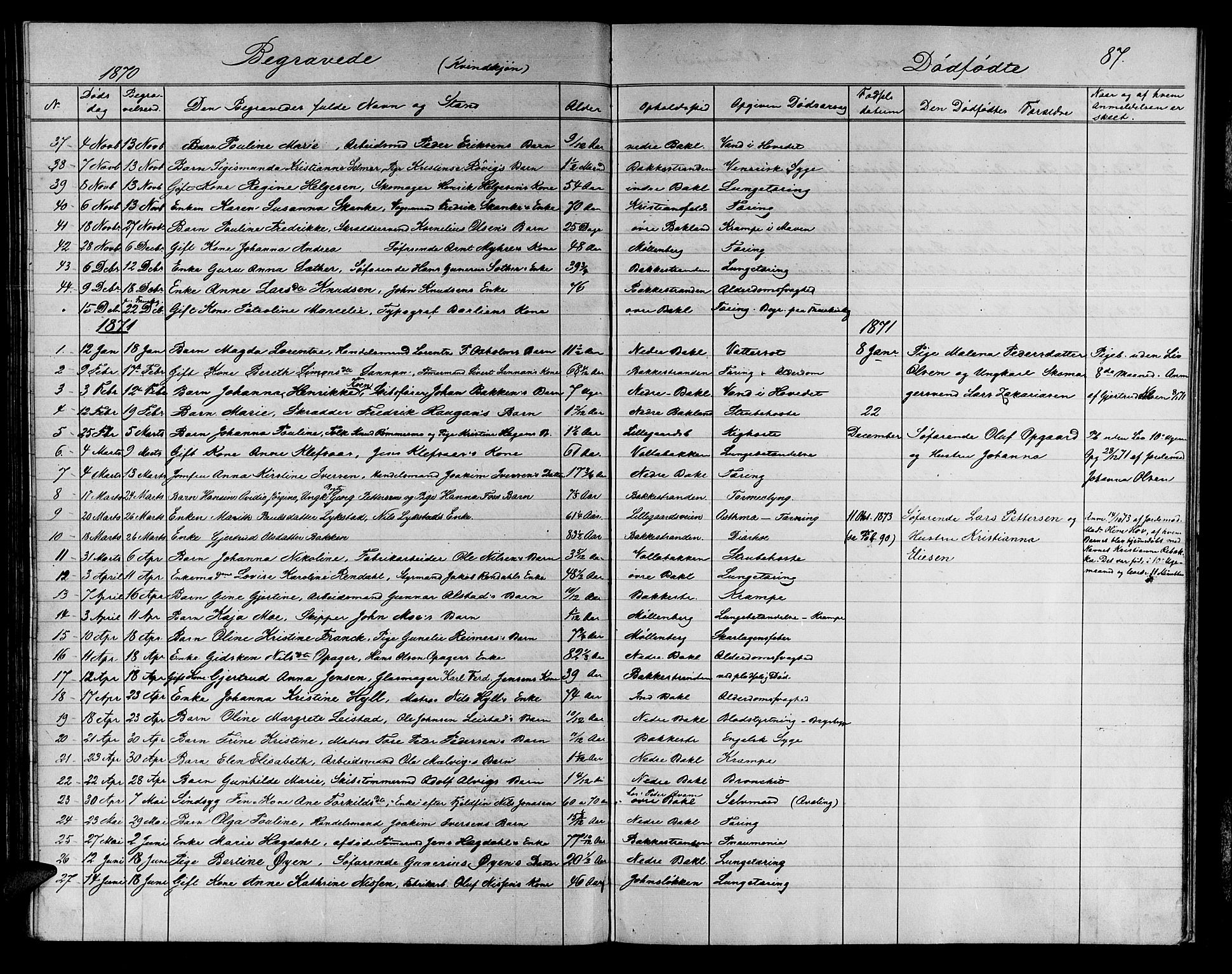 Ministerialprotokoller, klokkerbøker og fødselsregistre - Sør-Trøndelag, SAT/A-1456/604/L0221: Parish register (copy) no. 604C04, 1870-1885, p. 87
