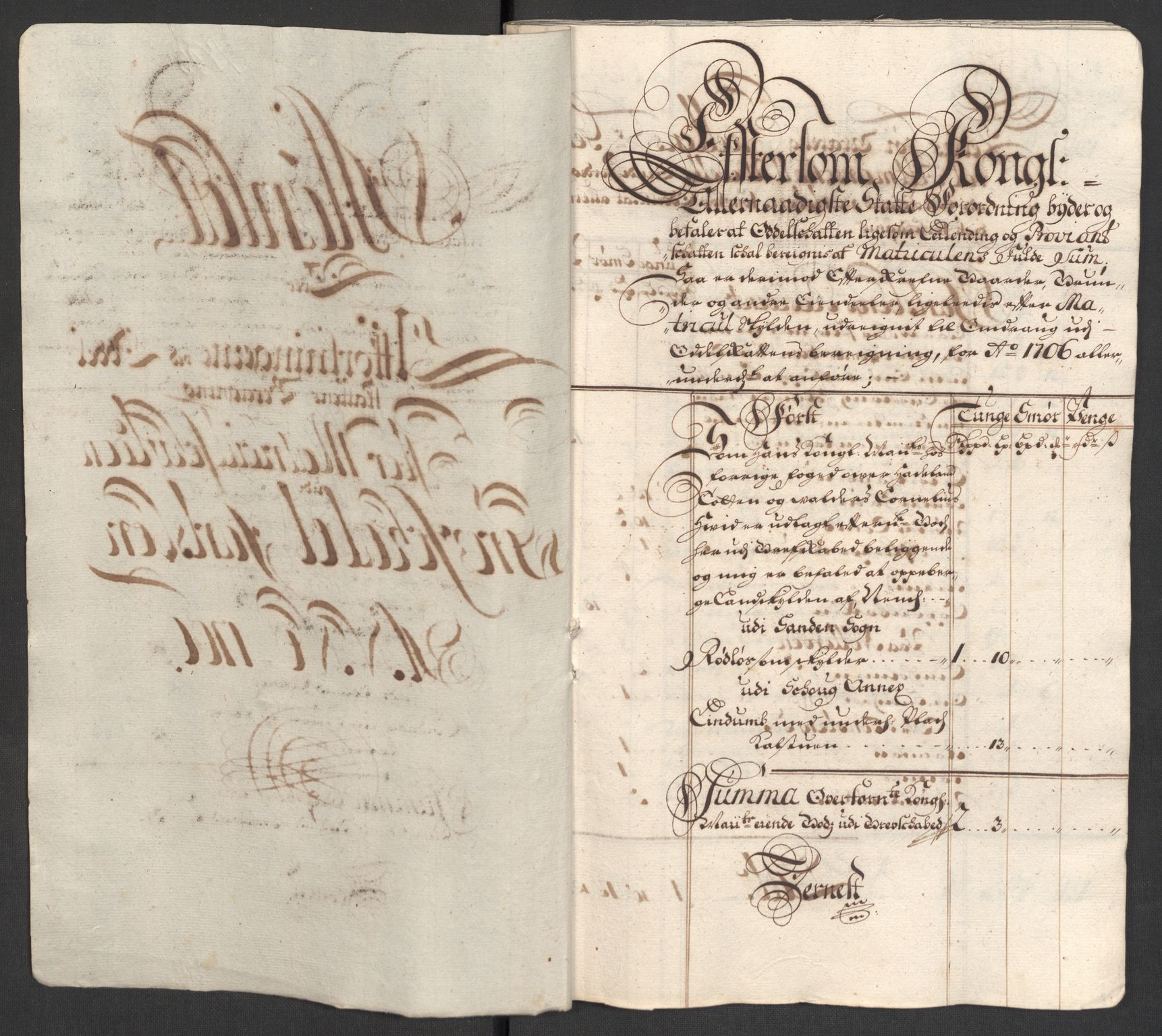 Rentekammeret inntil 1814, Reviderte regnskaper, Fogderegnskap, AV/RA-EA-4092/R32/L1872: Fogderegnskap Jarlsberg grevskap, 1706-1707, p. 164