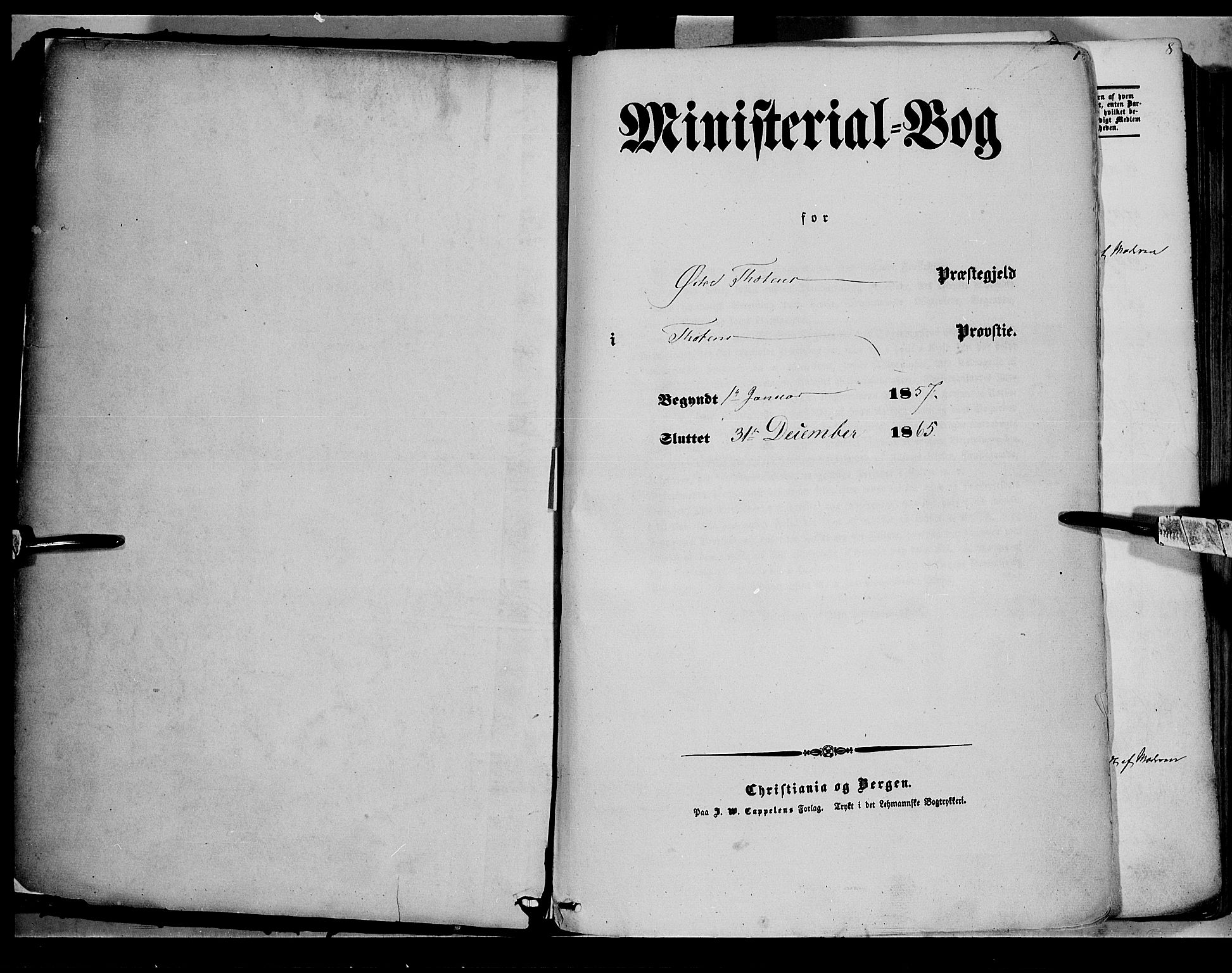 Østre Toten prestekontor, SAH/PREST-104/H/Ha/Haa/L0004: Parish register (official) no. 4, 1857-1865, p. 1