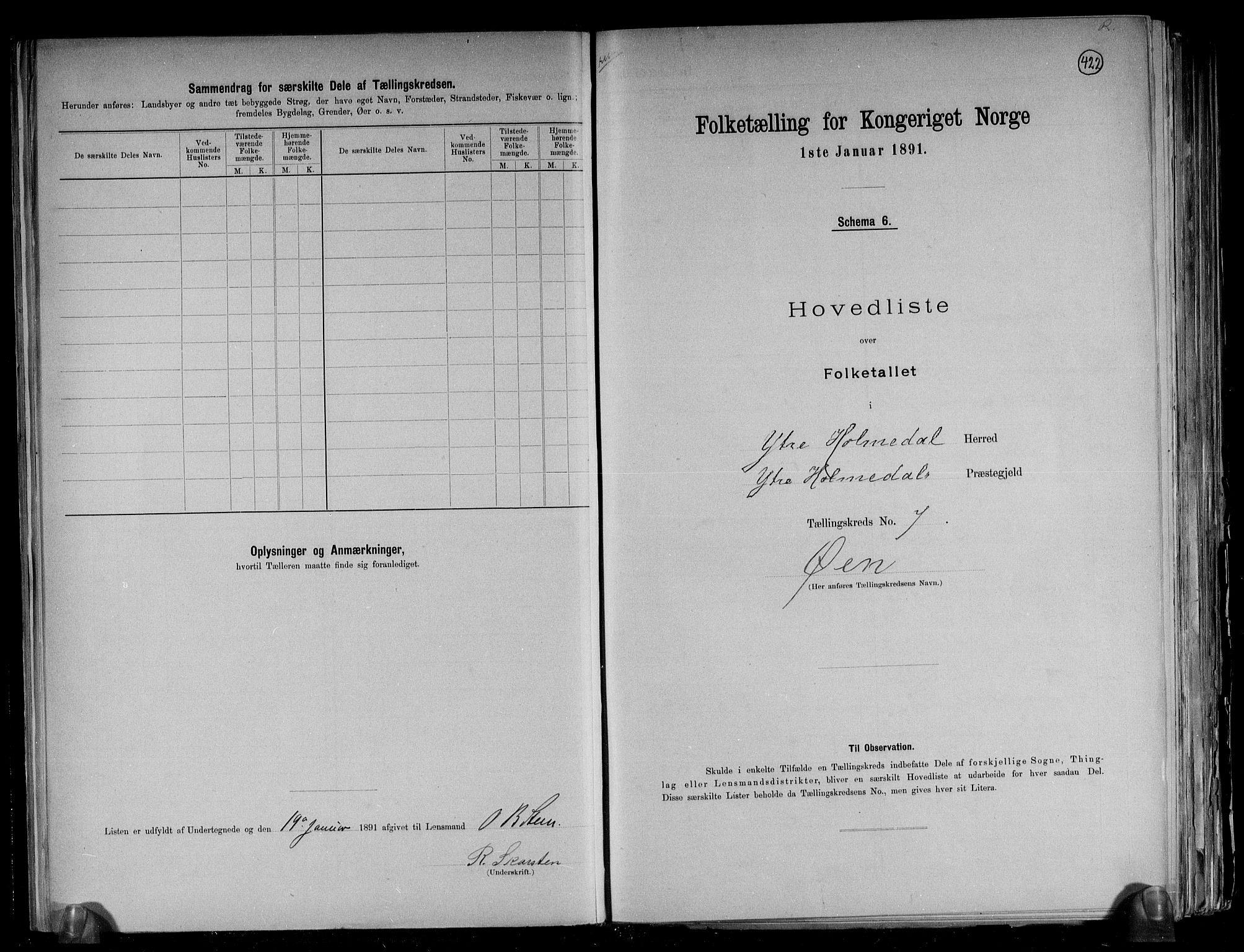 RA, 1891 census for 1429 Ytre Holmedal, 1891, p. 21