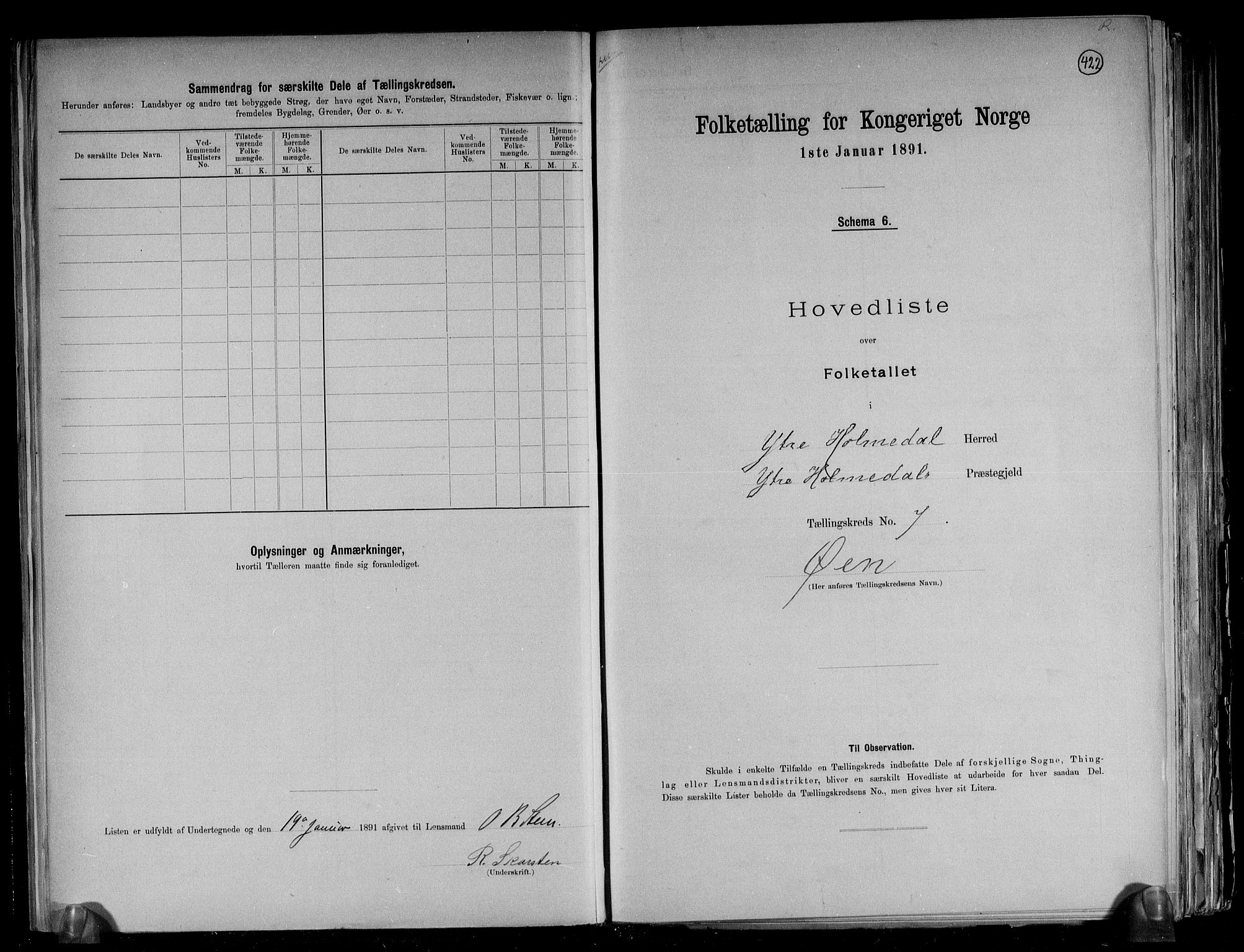 RA, 1891 census for 1429 Ytre Holmedal, 1891, p. 21