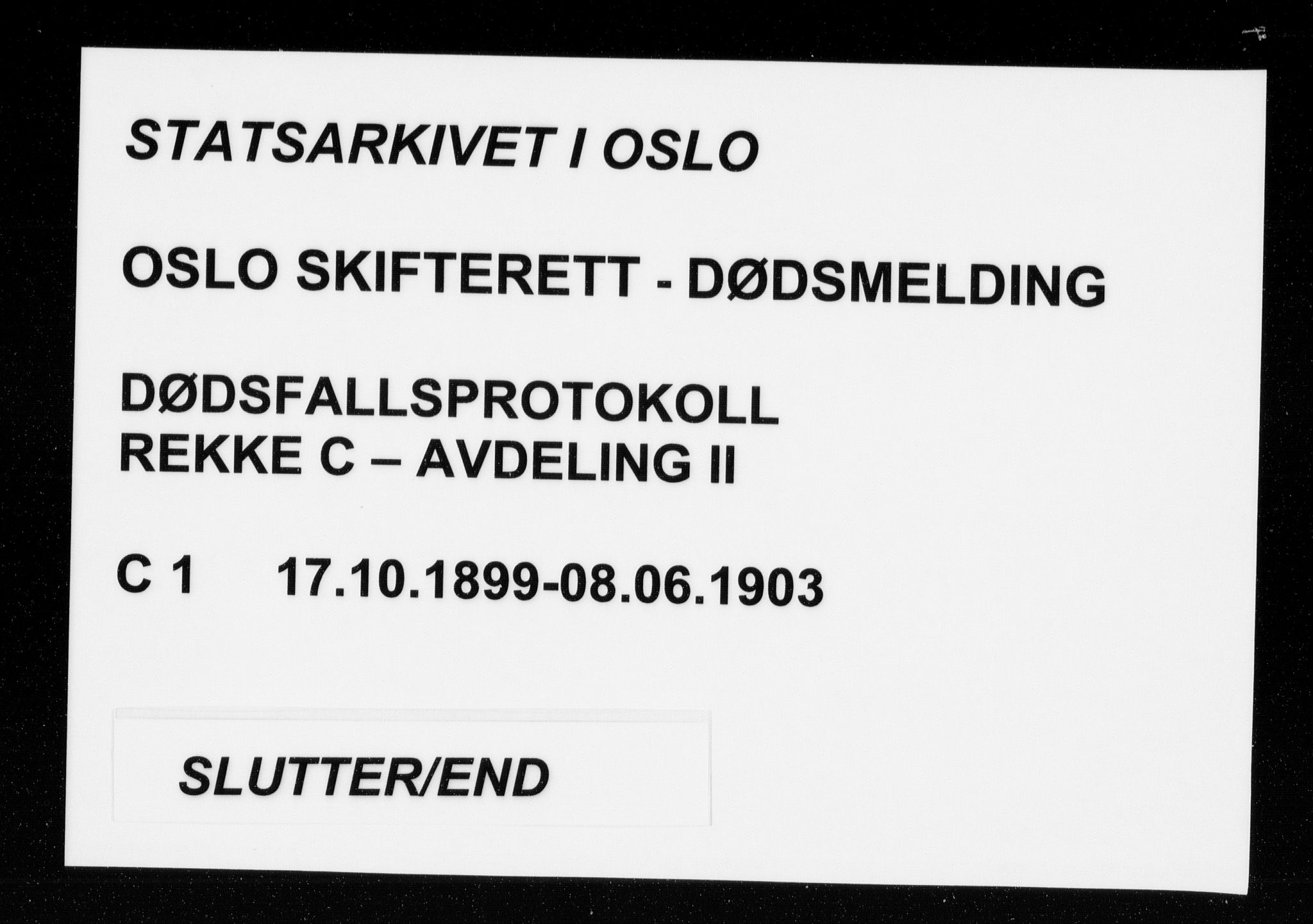 Oslo skifterett, AV/SAO-A-10383/G/Ga/Gac/L0001: Dødsfallsprotokoll, 1899-1903