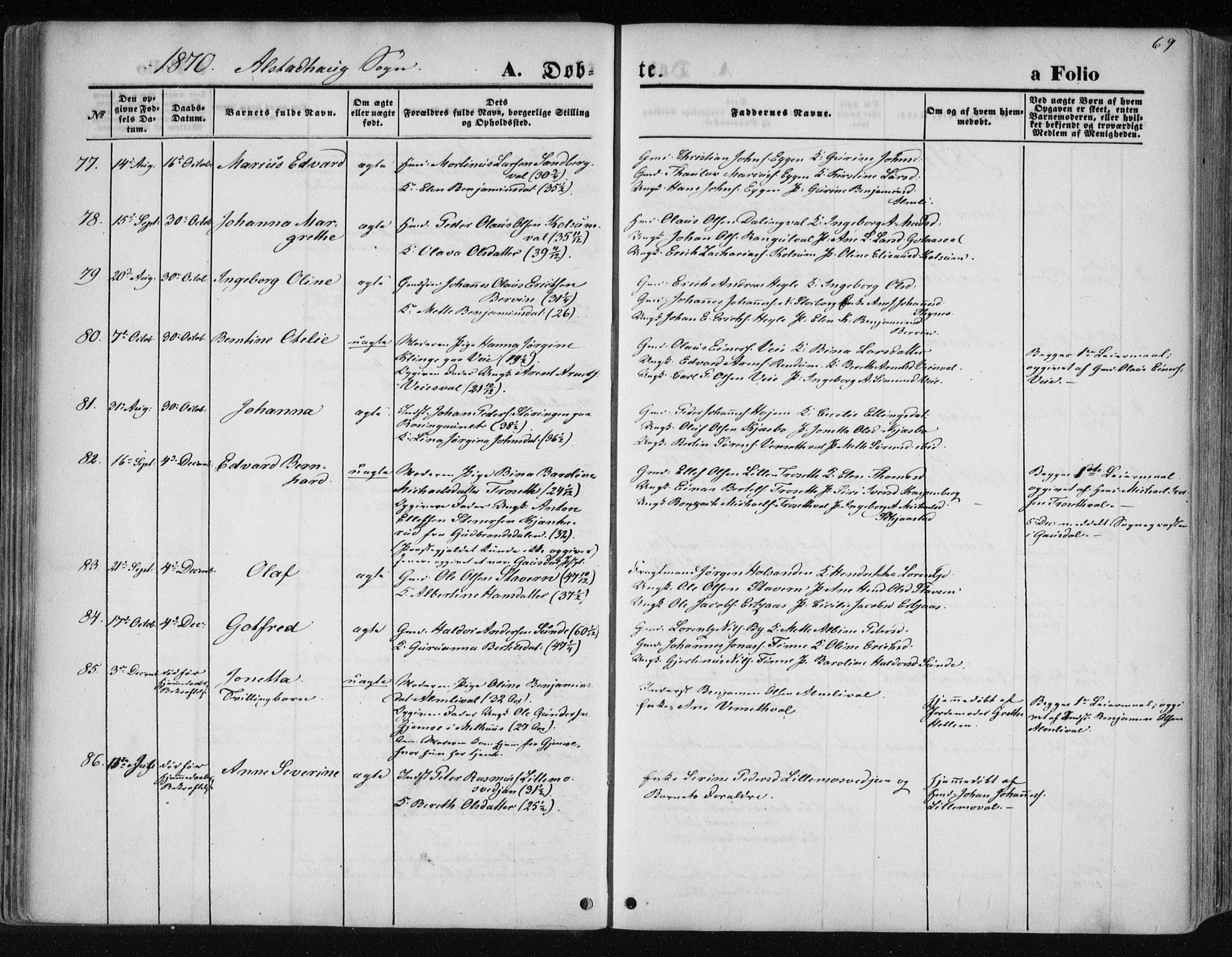 Ministerialprotokoller, klokkerbøker og fødselsregistre - Nord-Trøndelag, SAT/A-1458/717/L0157: Parish register (official) no. 717A08 /1, 1863-1877, p. 69