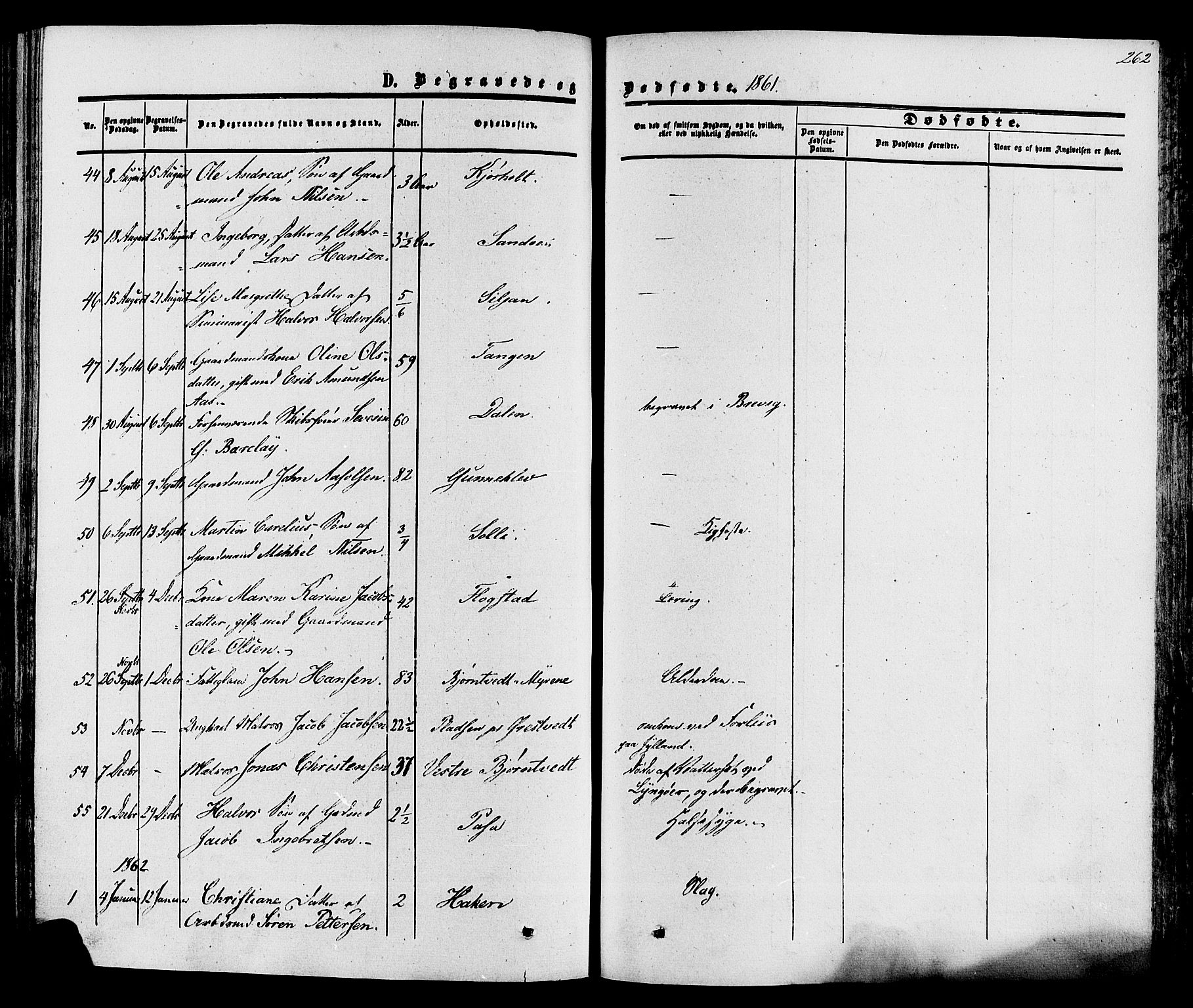 Eidanger kirkebøker, SAKO/A-261/F/Fa/L0010: Parish register (official) no. 10, 1859-1874, p. 262