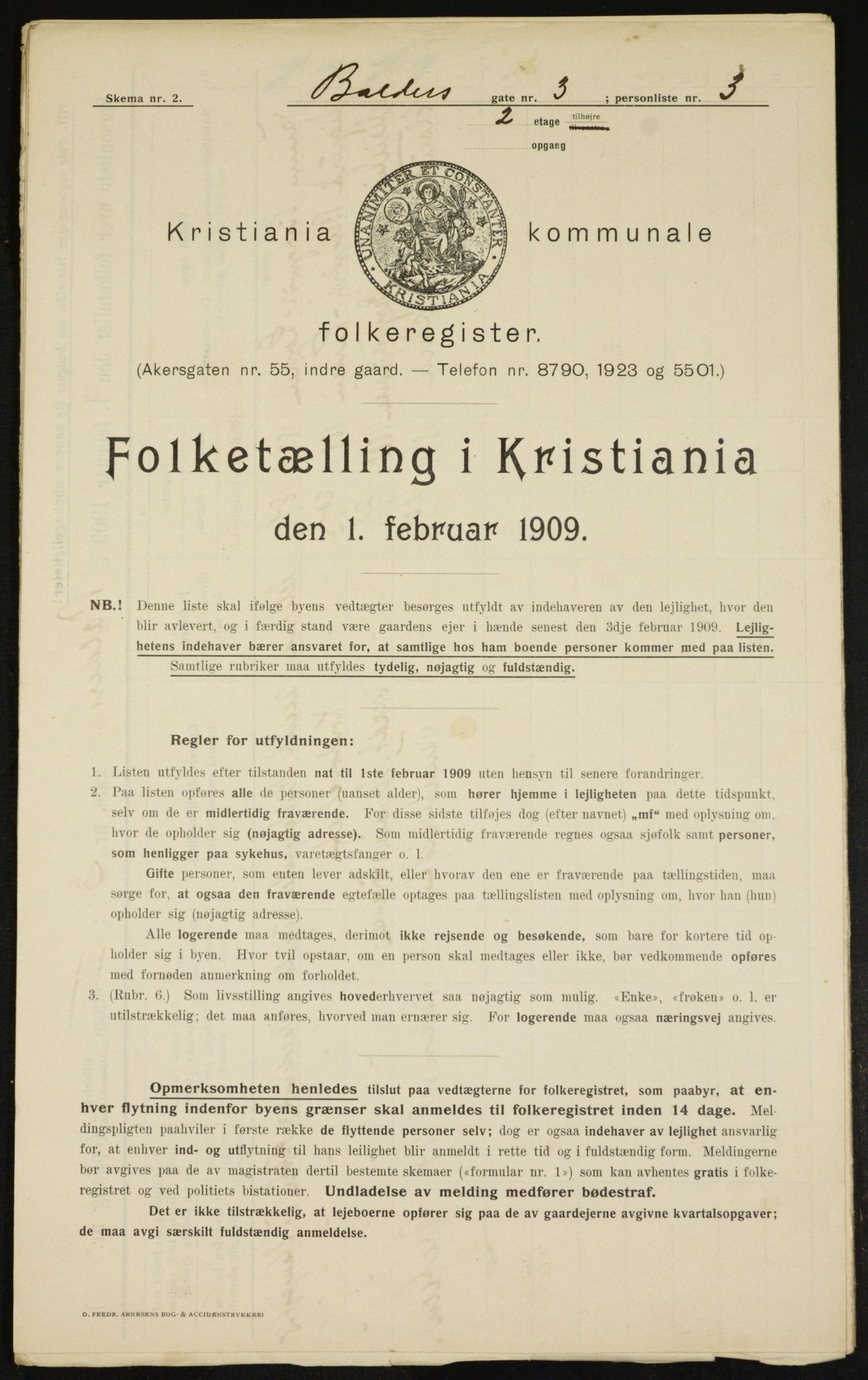 OBA, Municipal Census 1909 for Kristiania, 1909, p. 2803