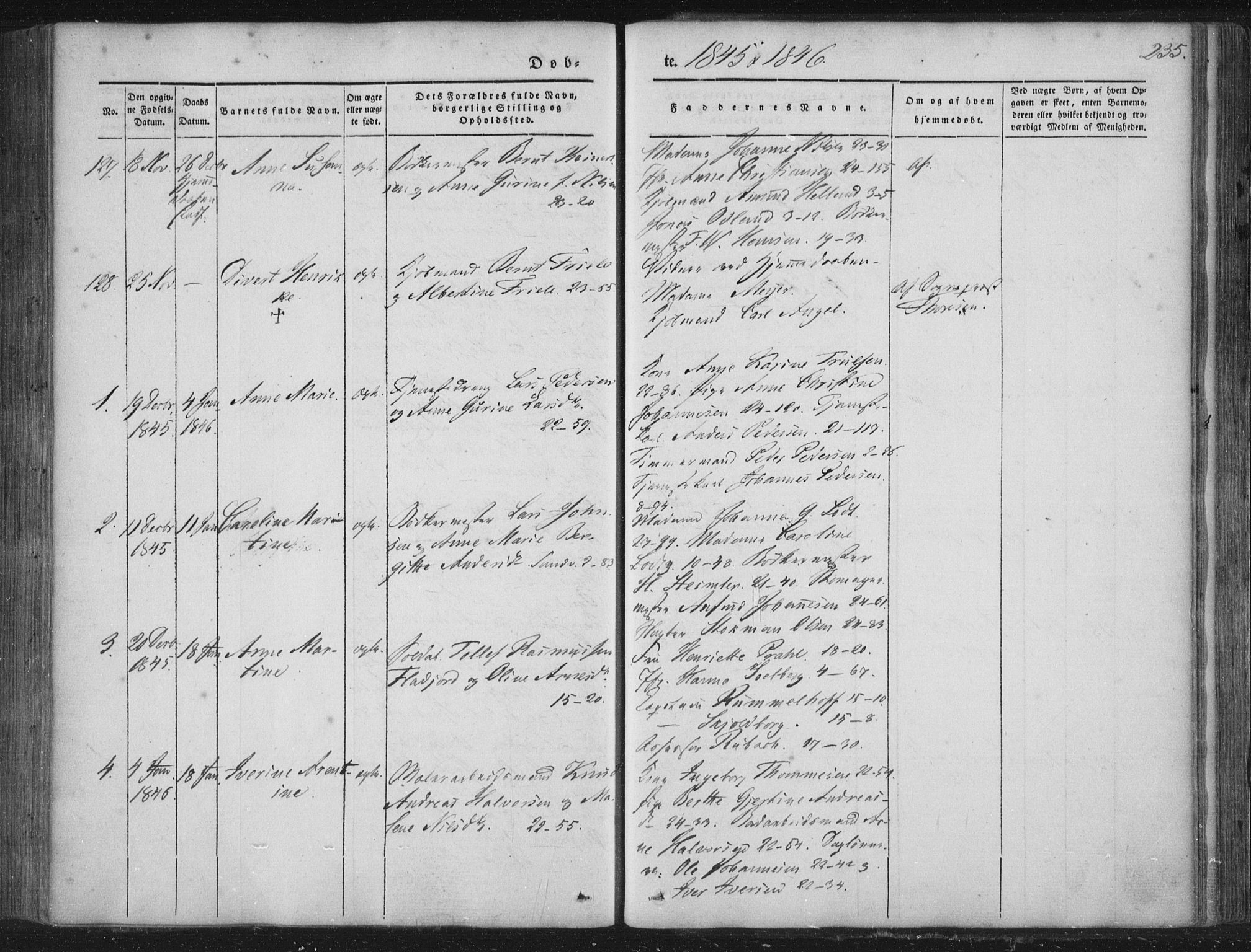 Korskirken sokneprestembete, SAB/A-76101/H/Haa/L0016: Parish register (official) no. B 2, 1841-1851, p. 235