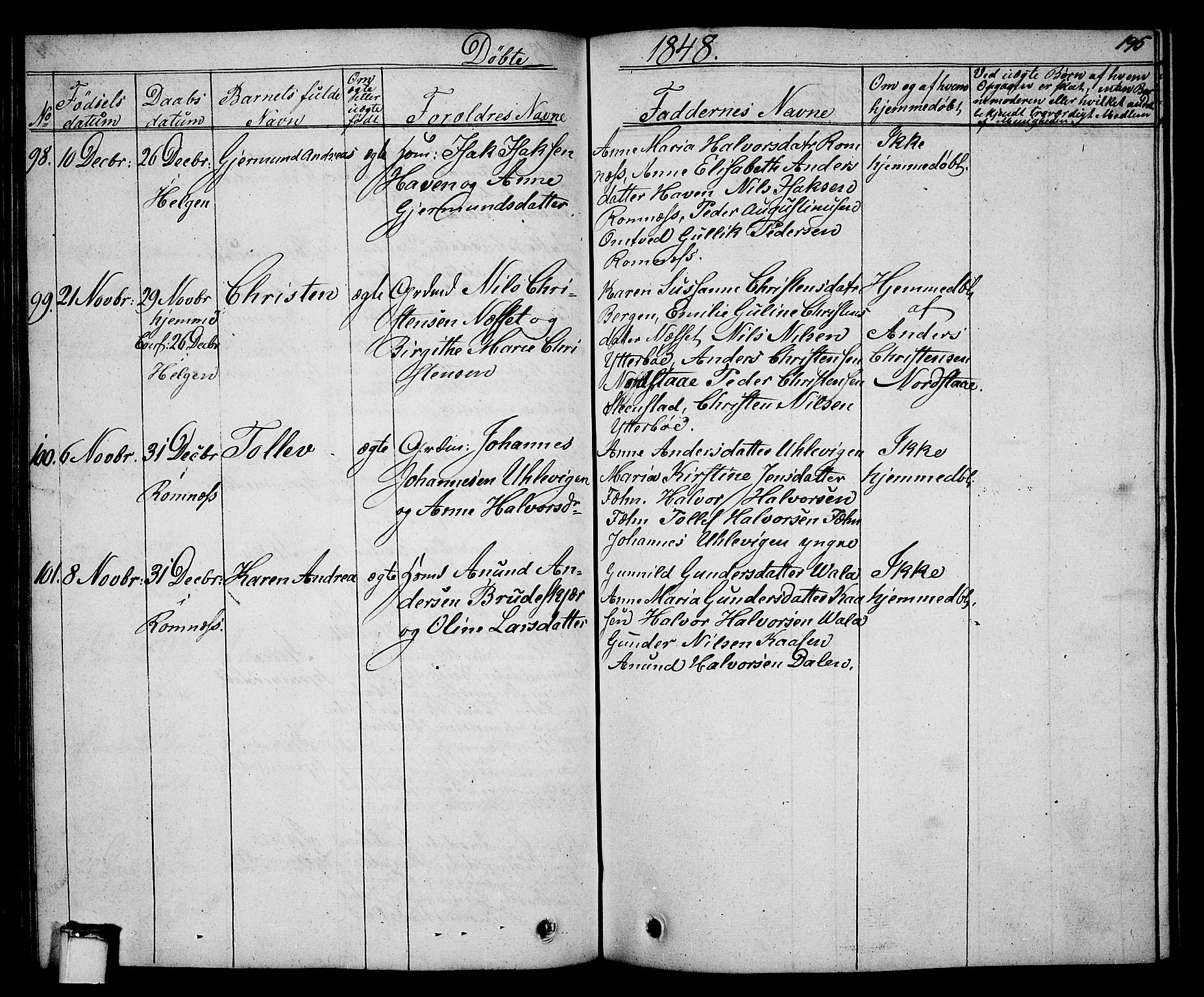 Holla kirkebøker, AV/SAKO-A-272/G/Ga/L0002: Parish register (copy) no. I 2, 1830-1848, p. 195