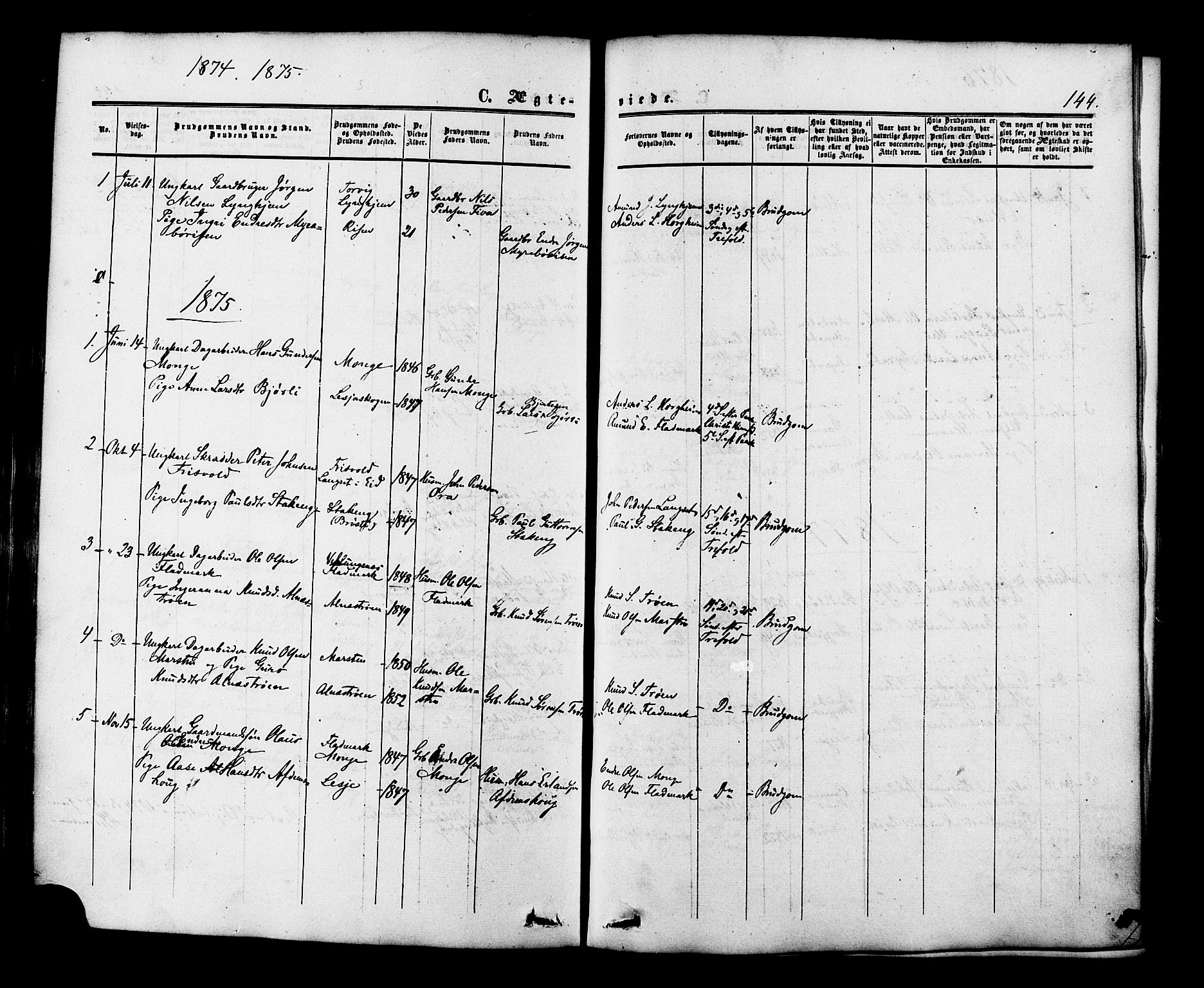 Ministerialprotokoller, klokkerbøker og fødselsregistre - Møre og Romsdal, SAT/A-1454/546/L0594: Parish register (official) no. 546A02, 1854-1882, p. 144