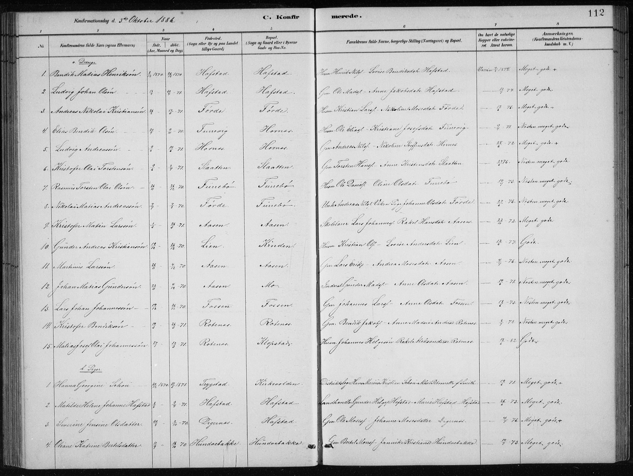 Førde sokneprestembete, AV/SAB-A-79901/H/Hab/Haba/L0002: Parish register (copy) no. A 2, 1881-1898, p. 112