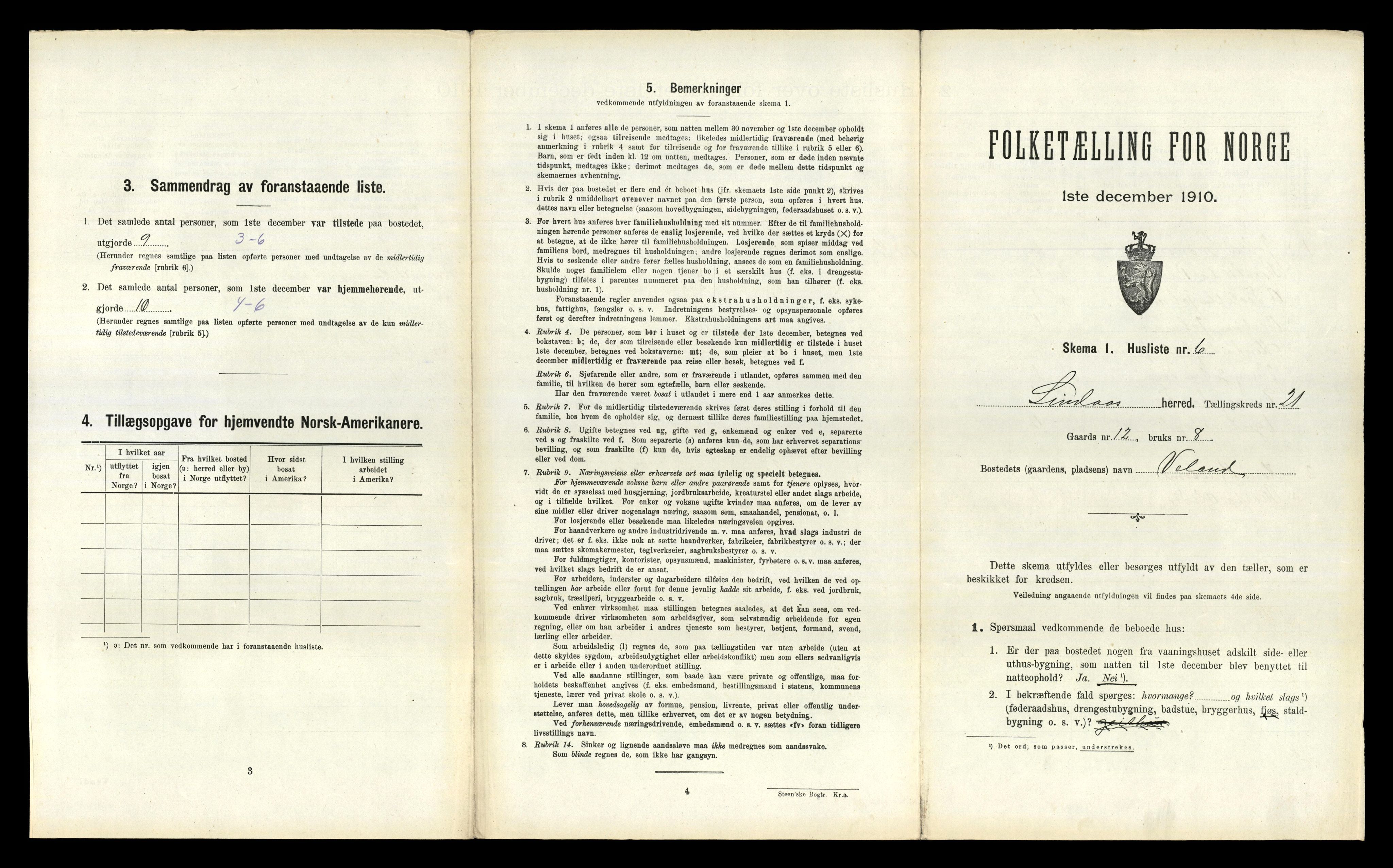 RA, 1910 census for Lindås, 1910, p. 1322