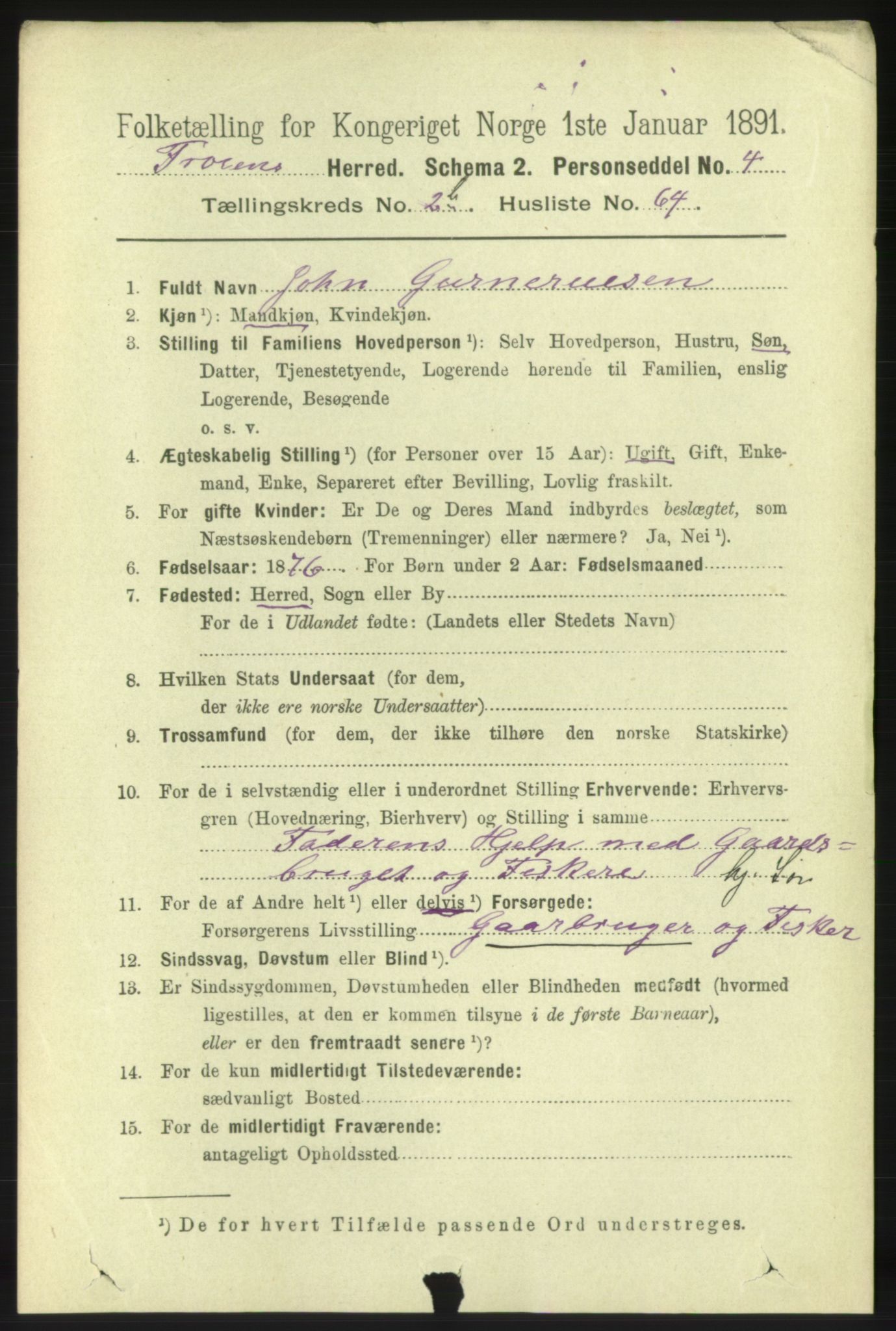 RA, 1891 census for 1619 Frøya, 1891, p. 1828