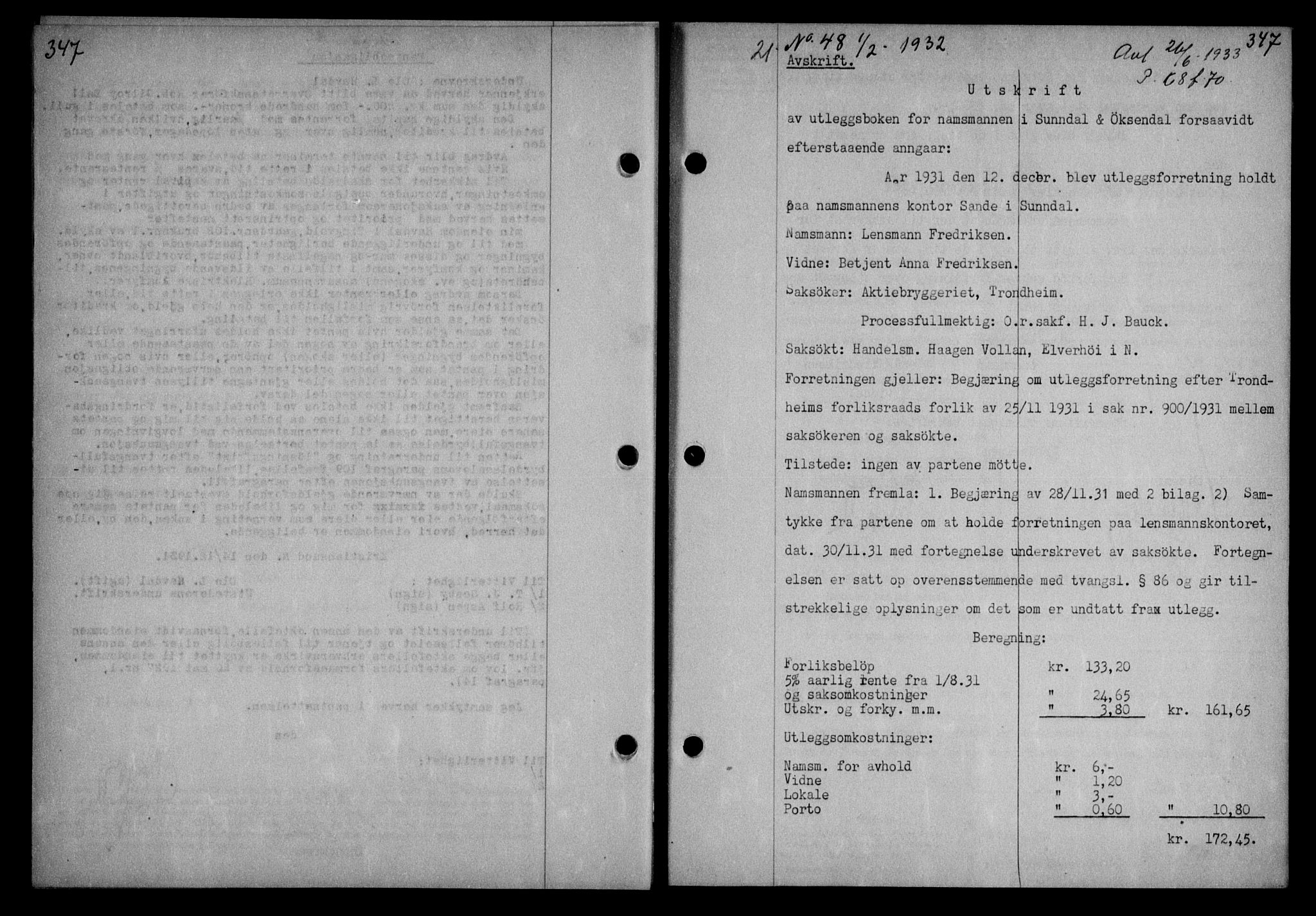 Nordmøre sorenskriveri, AV/SAT-A-4132/1/2/2Ca: Mortgage book no. 64, 1931-1932, Deed date: 01.02.1932