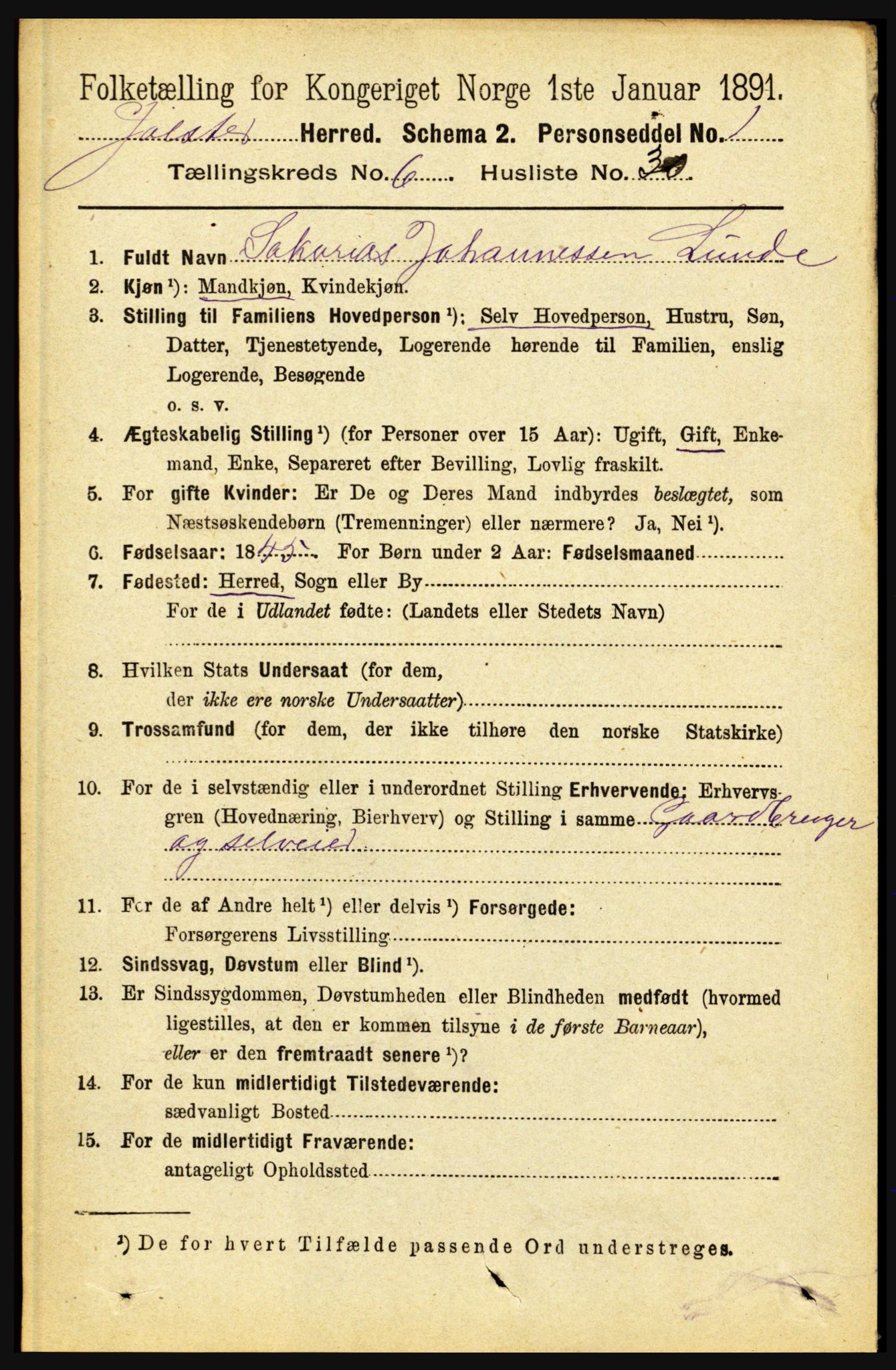 RA, 1891 census for 1431 Jølster, 1891, p. 2399