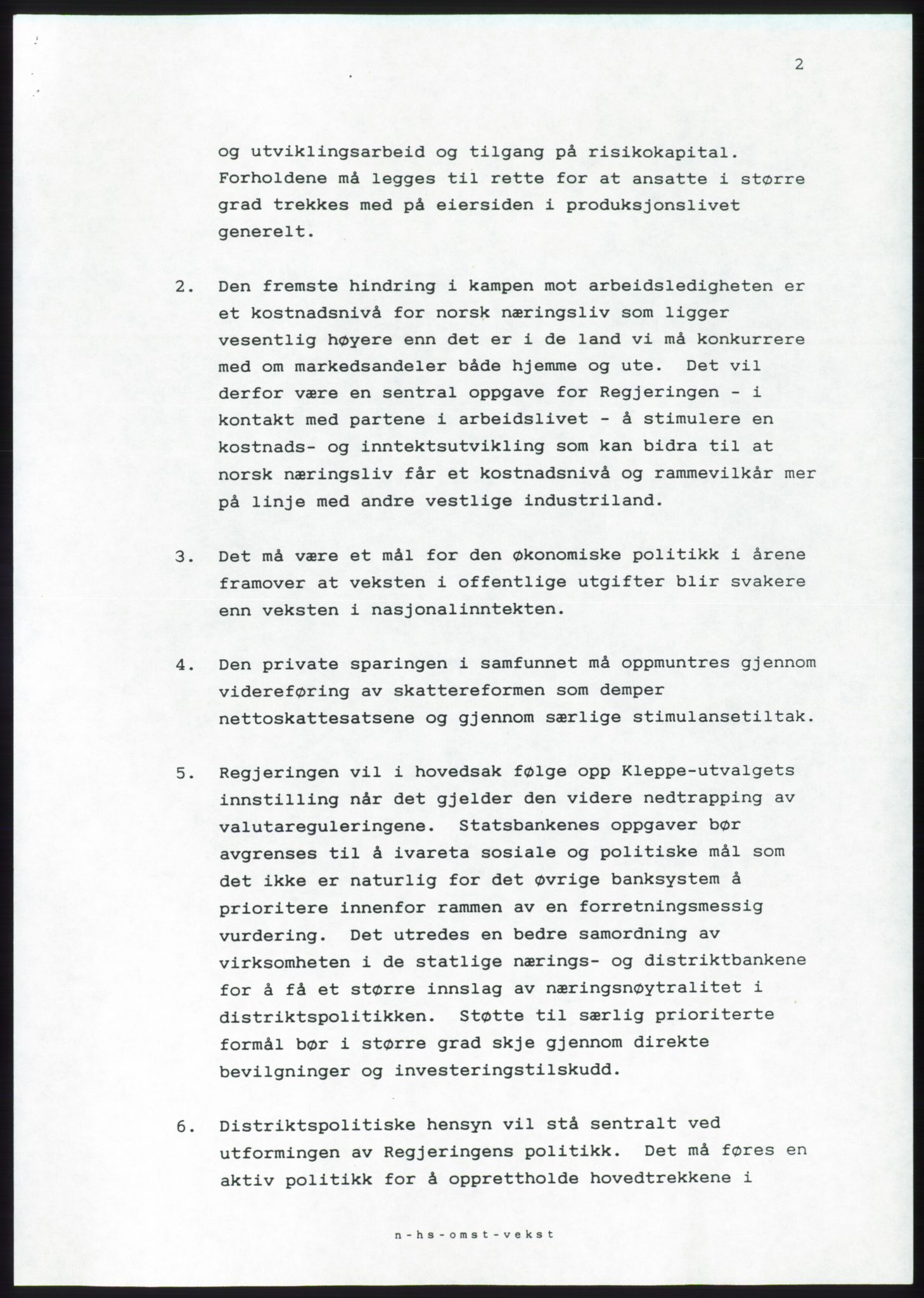 Forhandlingsmøtene 1989 mellom Høyre, KrF og Senterpartiet om dannelse av regjering, AV/RA-PA-0697/A/L0001: Forhandlingsprotokoll med vedlegg, 1989, p. 169