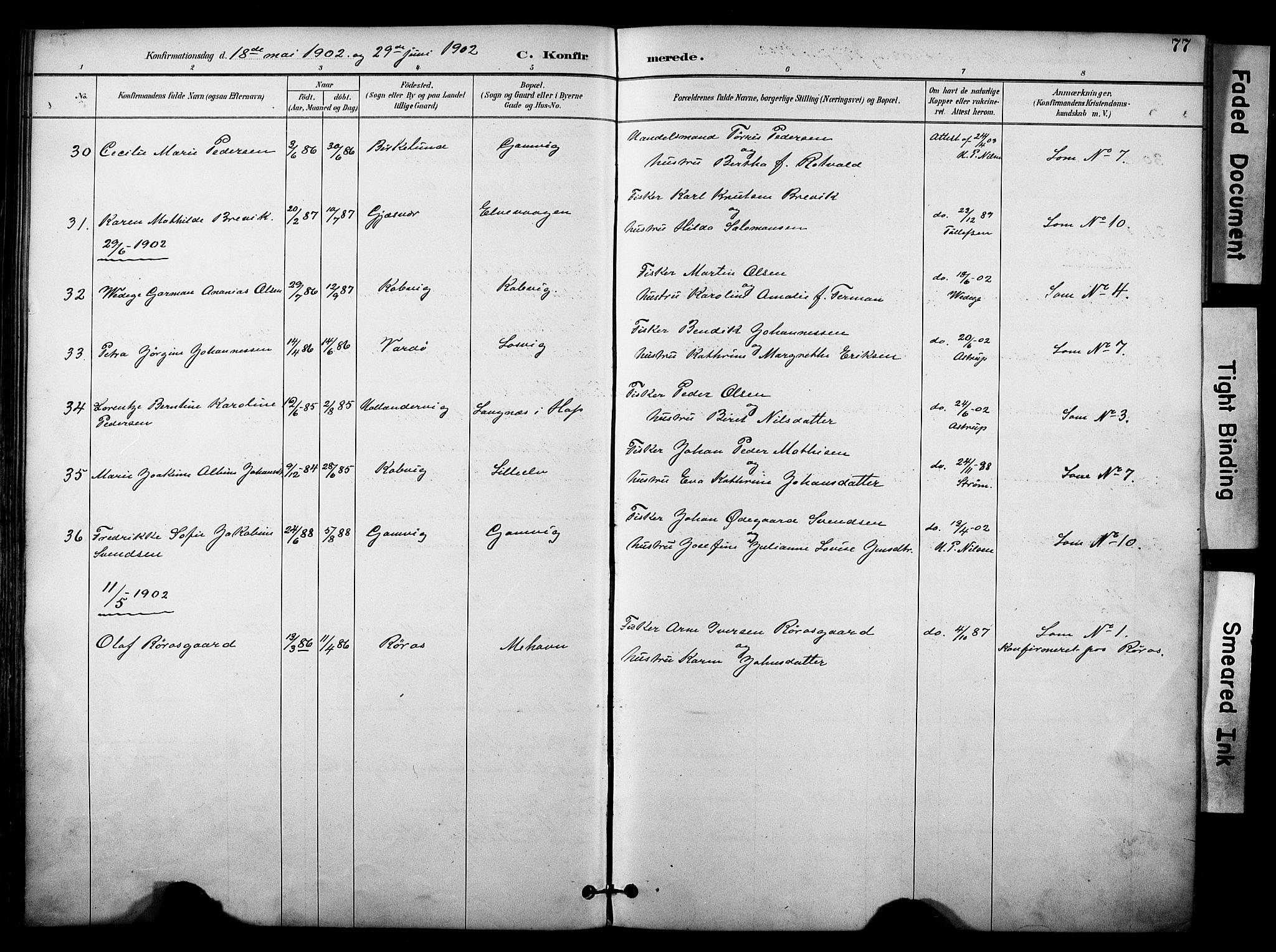 Tana sokneprestkontor, SATØ/S-1334/H/Ha/L0006kirke: Parish register (official) no. 6, 1892-1908, p. 77