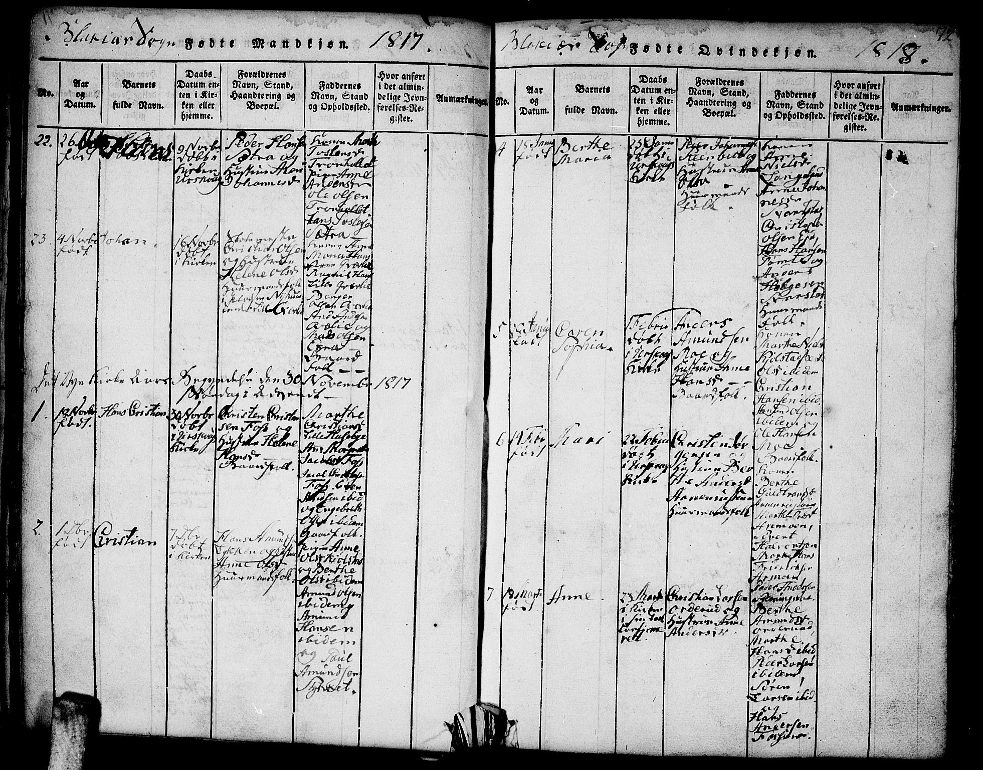 Aurskog prestekontor Kirkebøker, SAO/A-10304a/F/Fa/L0005: Parish register (official) no. I 5, 1814-1829, p. 72