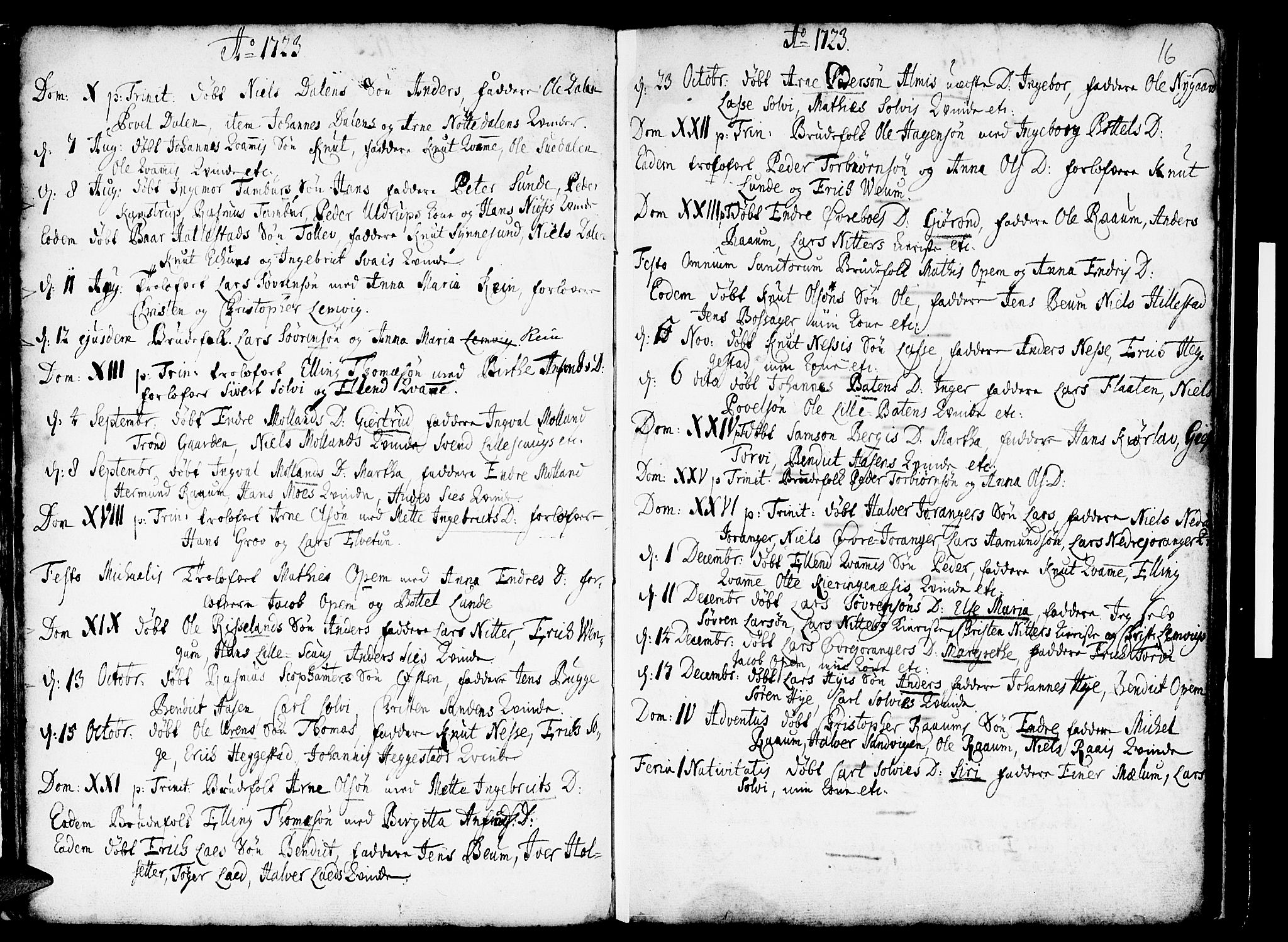 Hafslo sokneprestembete, SAB/A-80301/H/Haa/Haaa/L0001: Parish register (official) no. A 1, 1717-1755, p. 16