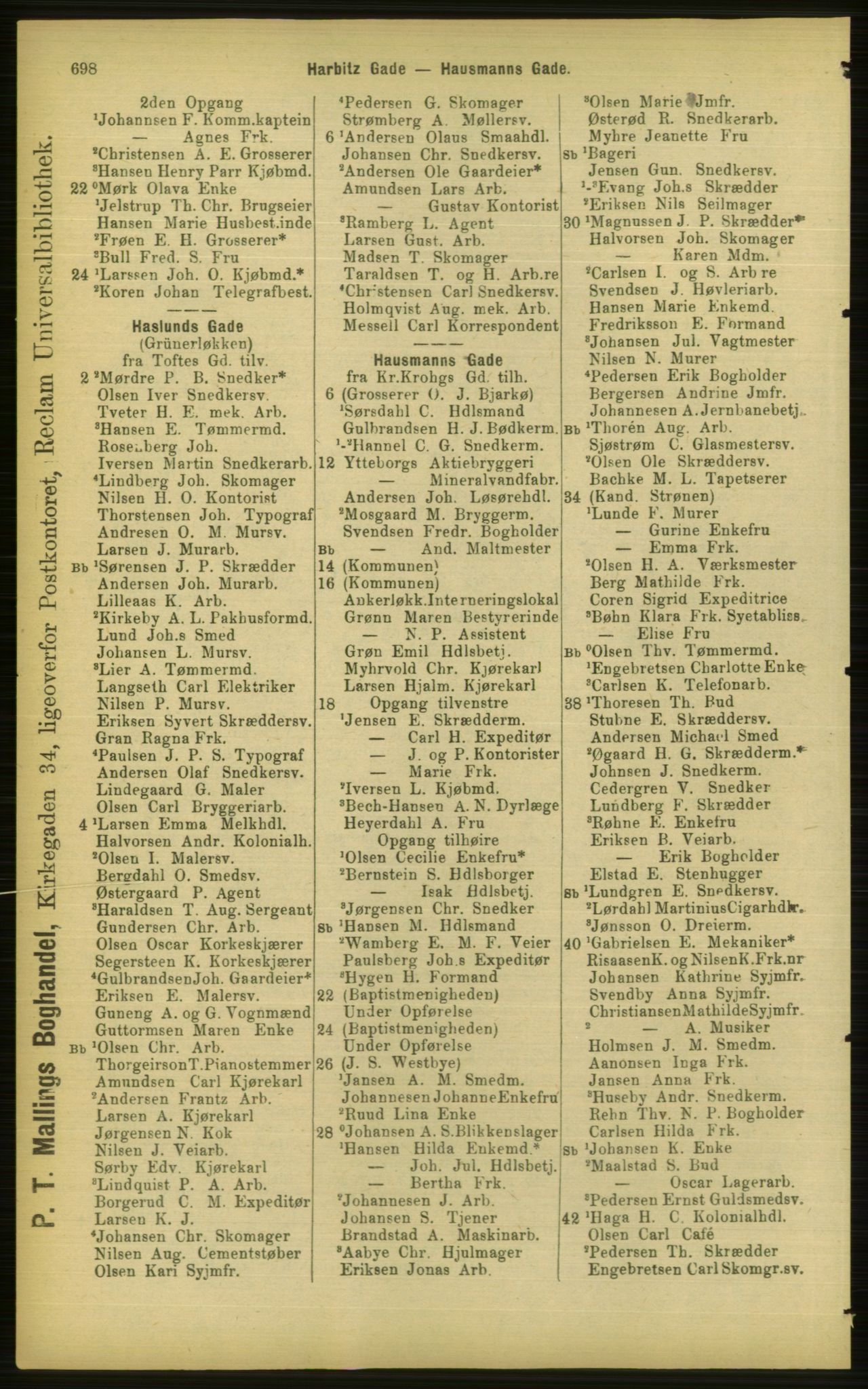 Kristiania/Oslo adressebok, PUBL/-, 1898, p. 698