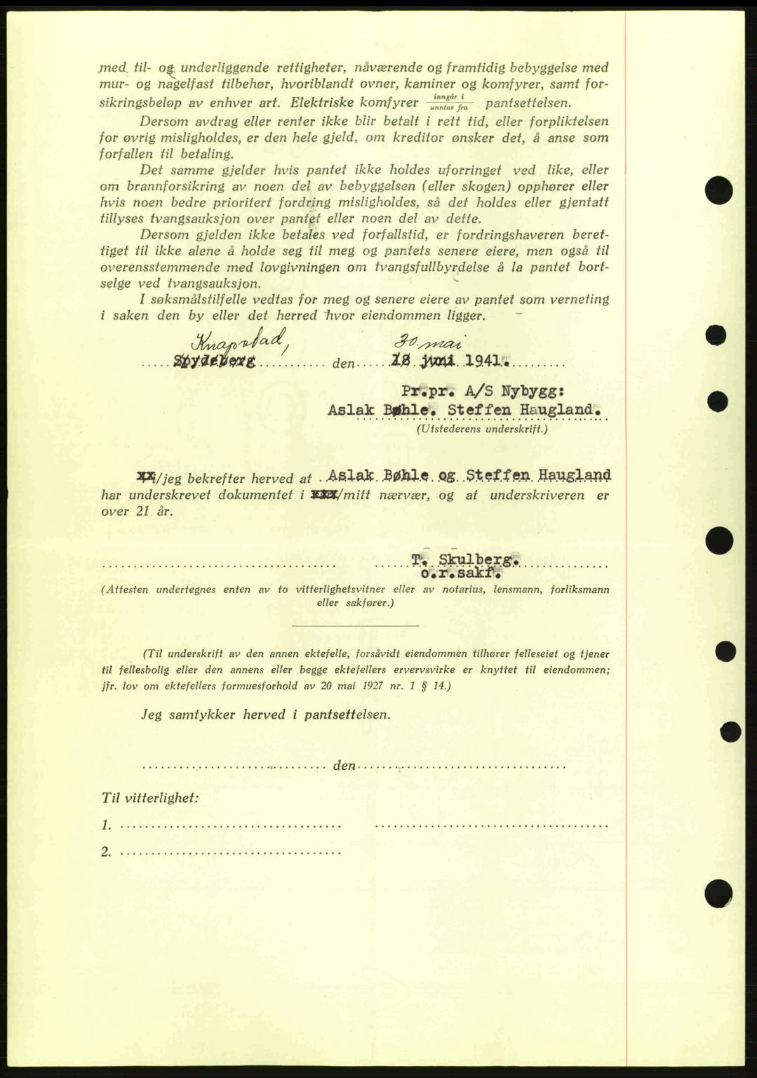 Moss sorenskriveri, SAO/A-10168: Mortgage book no. B10, 1940-1941, Diary no: : 1119/1941