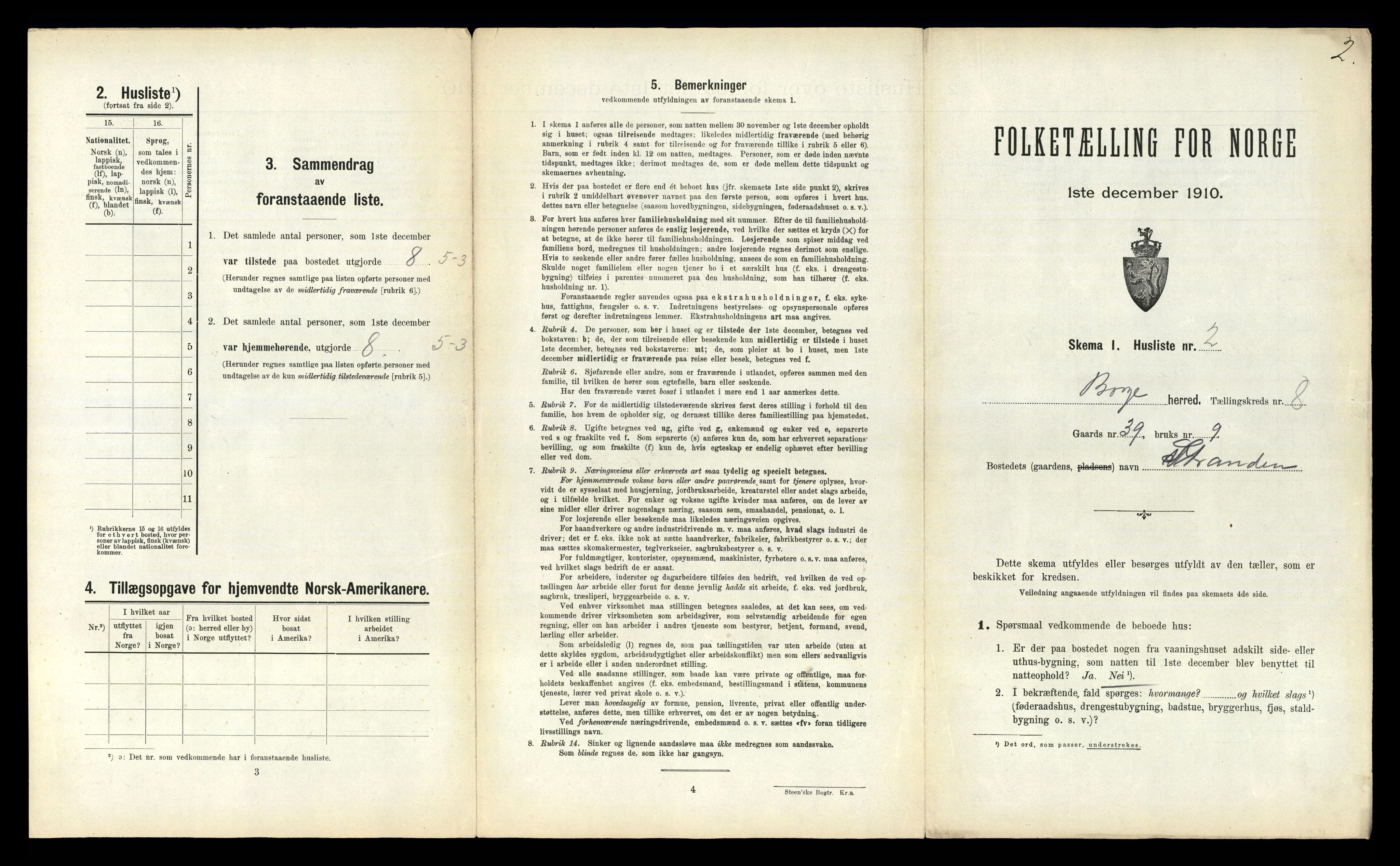 RA, 1910 census for Borge, 1910, p. 743