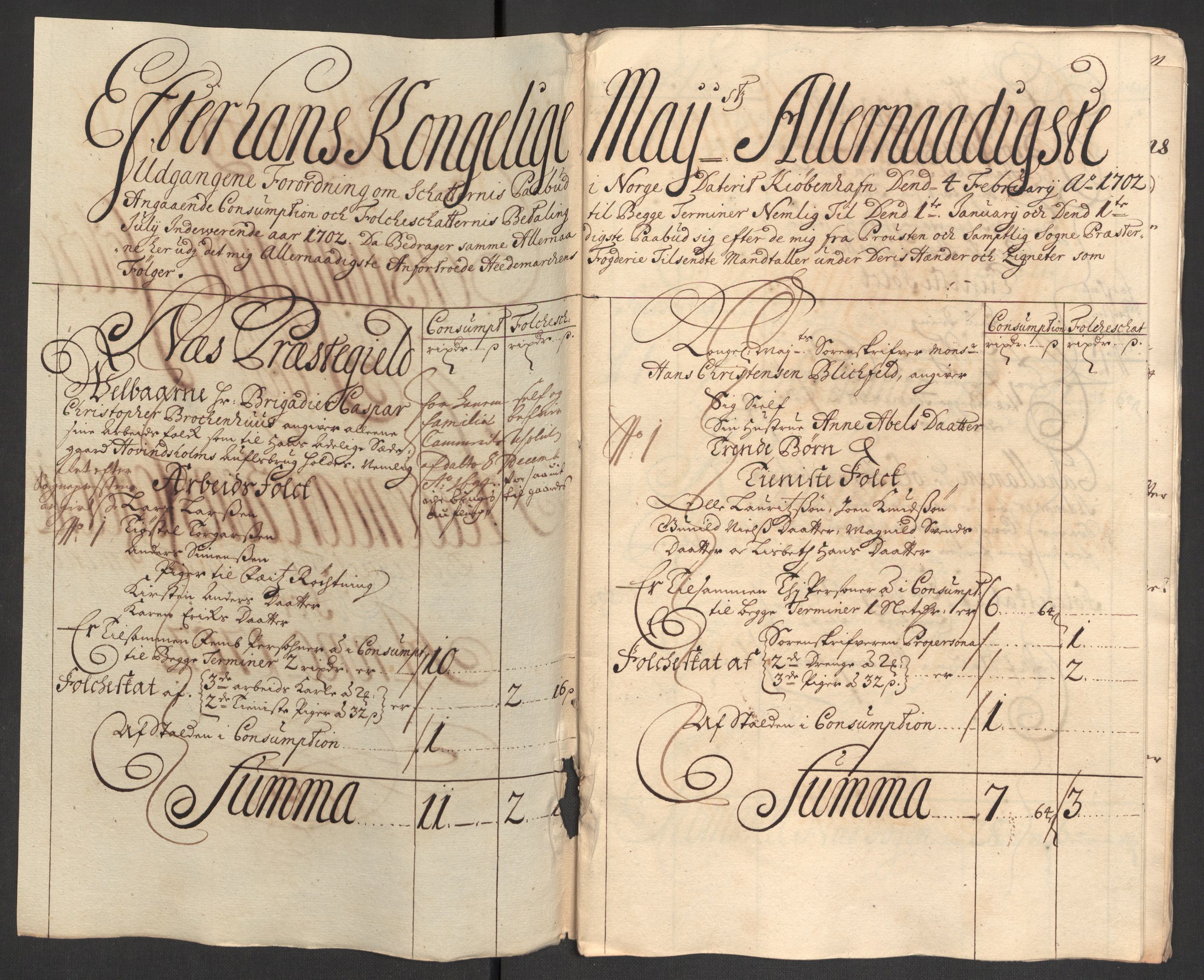 Rentekammeret inntil 1814, Reviderte regnskaper, Fogderegnskap, AV/RA-EA-4092/R16/L1040: Fogderegnskap Hedmark, 1701-1702, p. 289