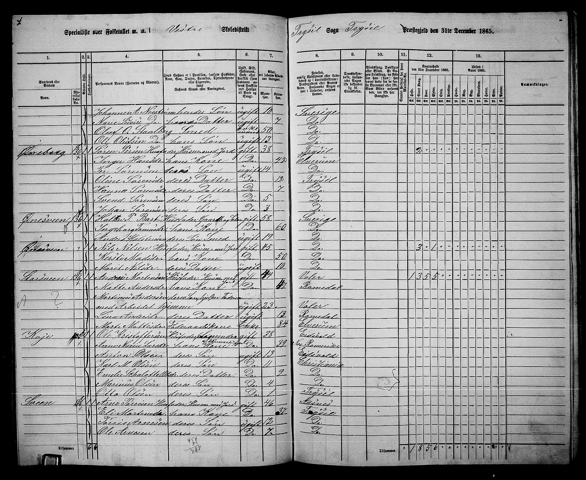 RA, 1865 census for Trysil, 1865, p. 89