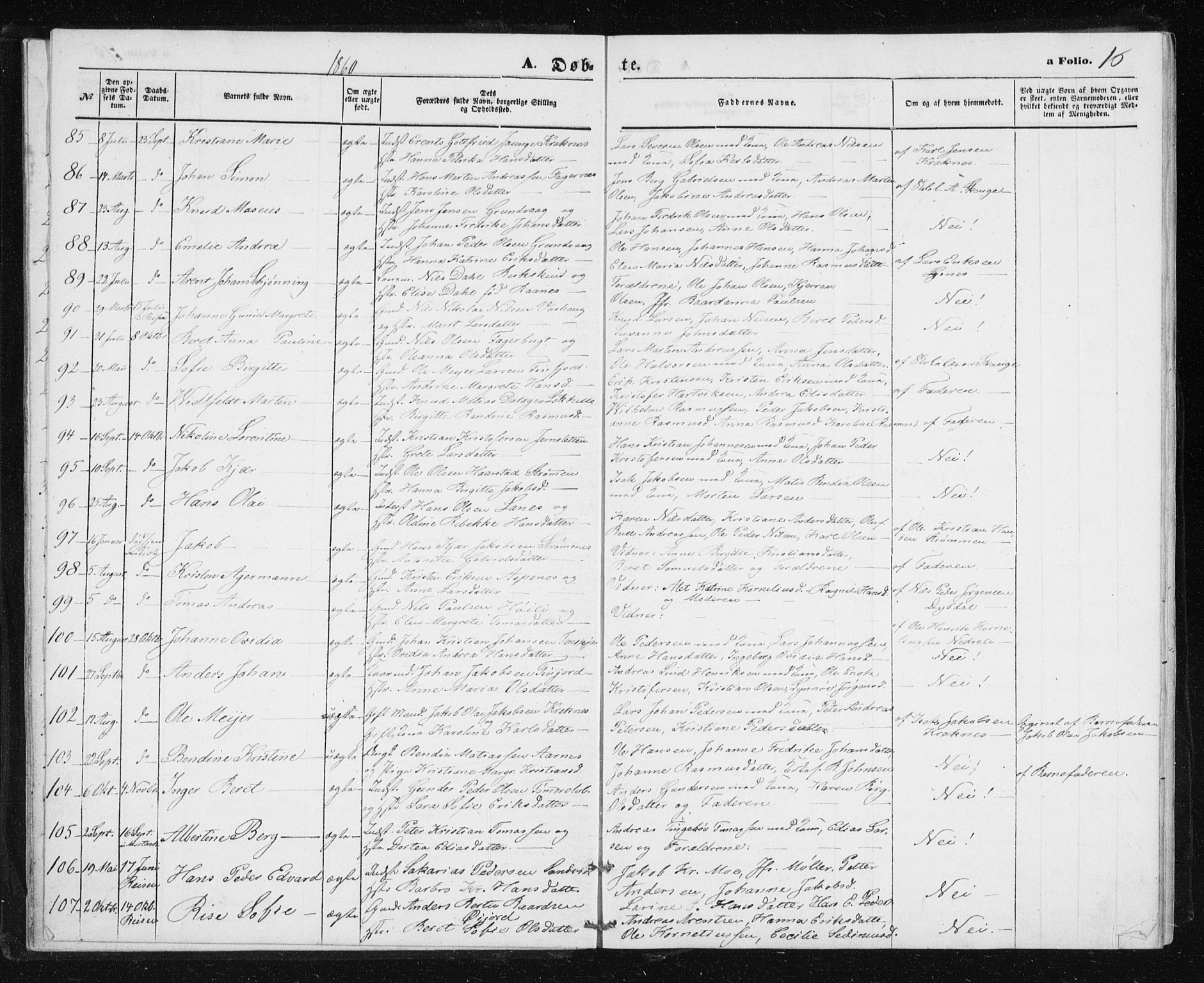Lenvik sokneprestembete, AV/SATØ-S-1310/H/Ha/Hab/L0004klokker: Parish register (copy) no. 4, 1859-1869, p. 16