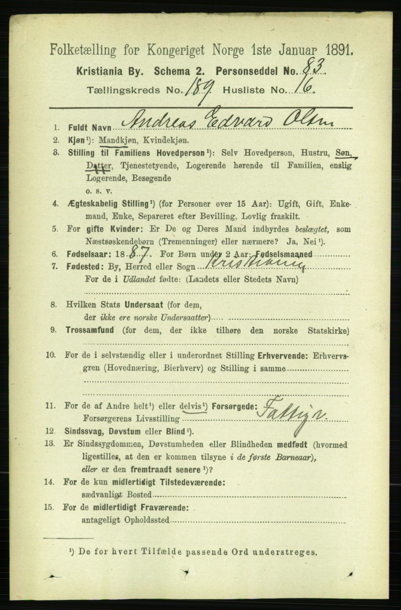RA, 1891 census for 0301 Kristiania, 1891, p. 113814