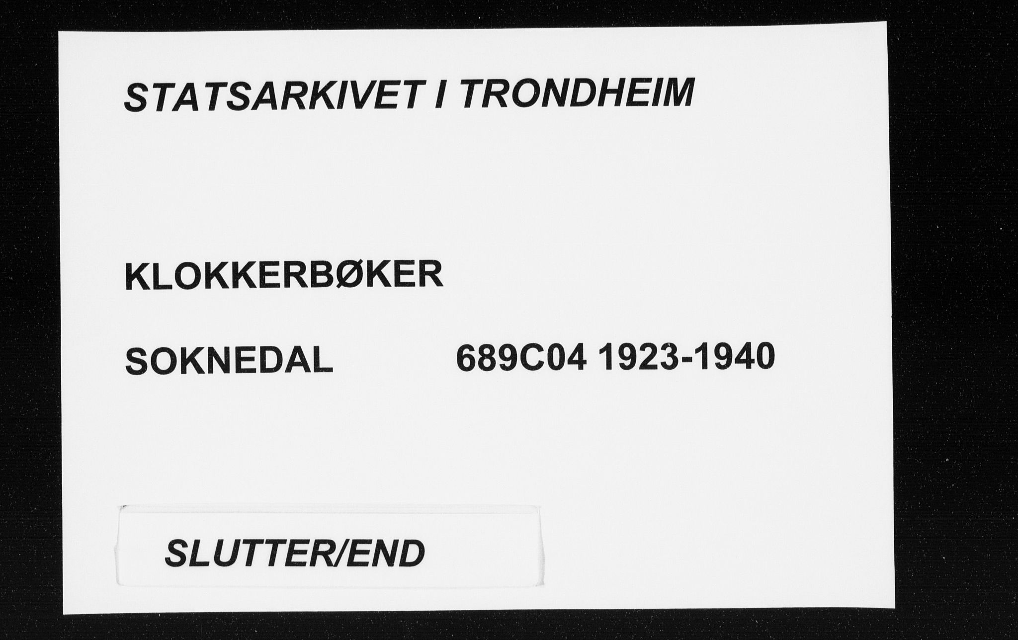 Ministerialprotokoller, klokkerbøker og fødselsregistre - Sør-Trøndelag, AV/SAT-A-1456/689/L1045: Parish register (copy) no. 689C04, 1923-1940