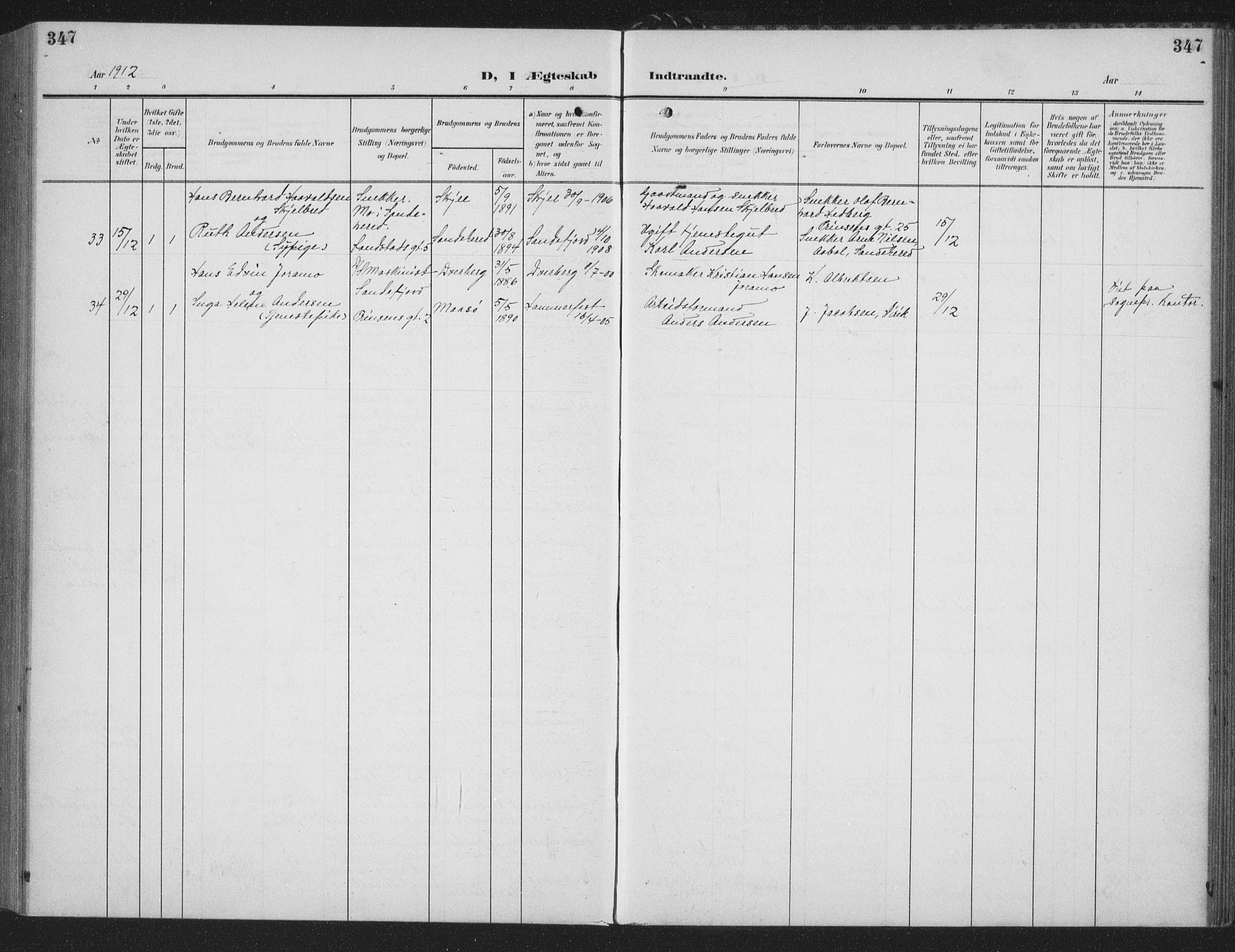 Sandefjord kirkebøker, SAKO/A-315/G/Ga/L0003: Parish register (copy) no. 3, 1903-1920, p. 347