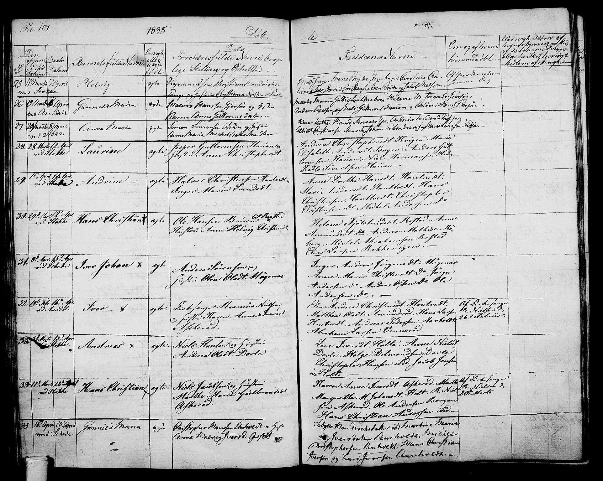 Stokke kirkebøker, SAKO/A-320/F/Fa/L0006: Parish register (official) no. I 6, 1826-1843, p. 101