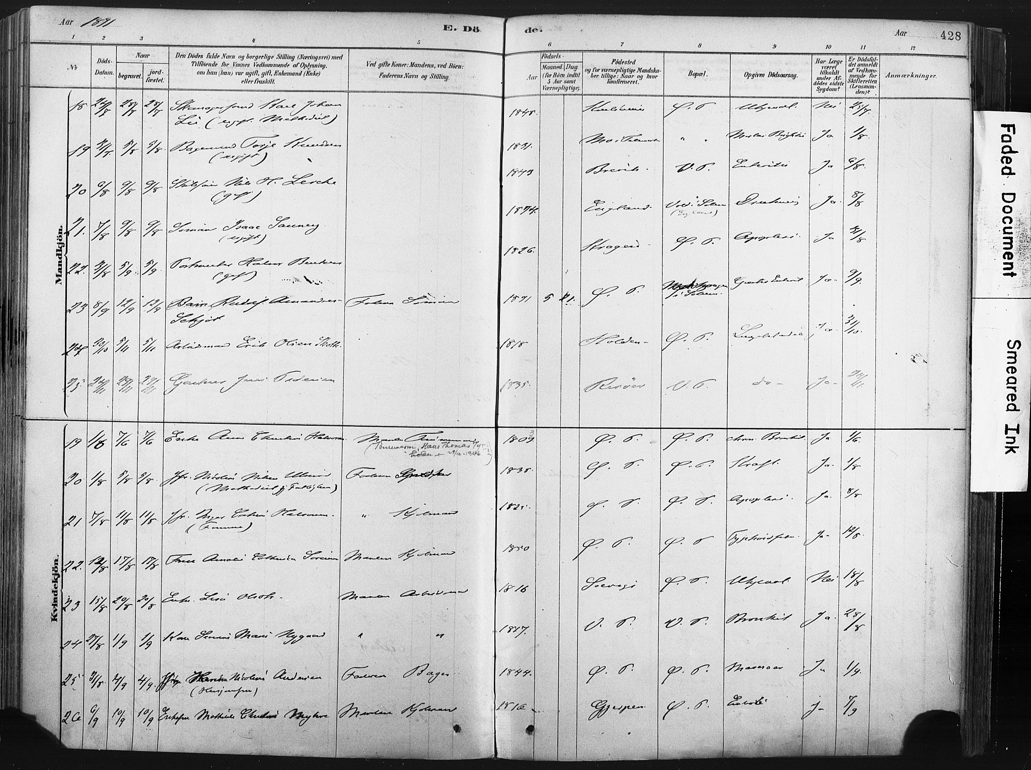 Porsgrunn kirkebøker , AV/SAKO-A-104/F/Fa/L0008: Parish register (official) no. 8, 1878-1895, p. 428