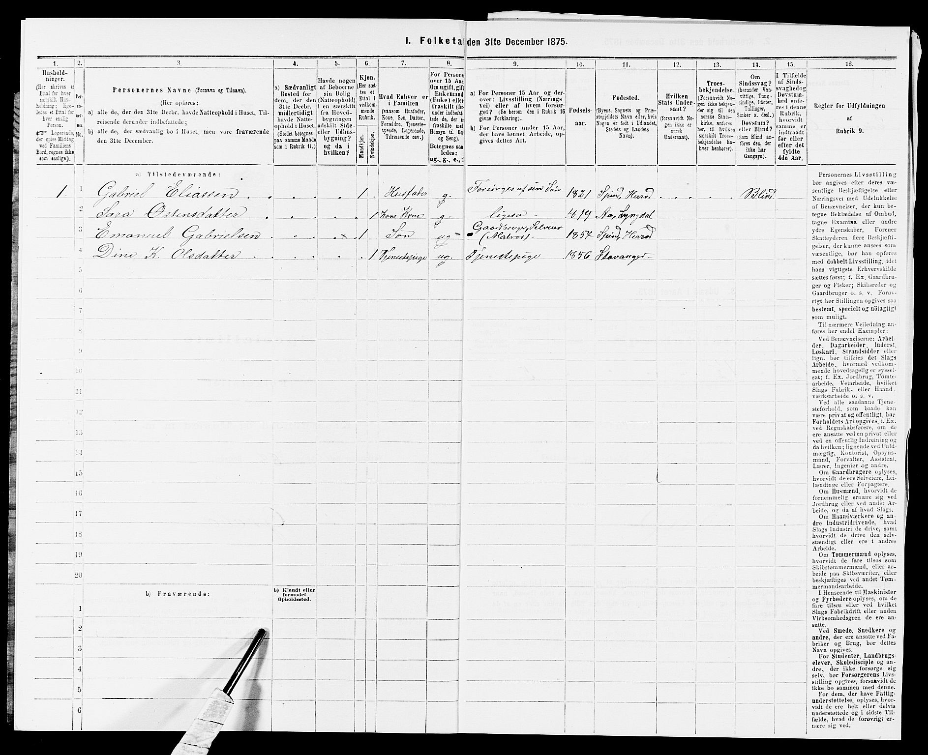 SAK, 1875 census for 1039P Herad, 1875, p. 577