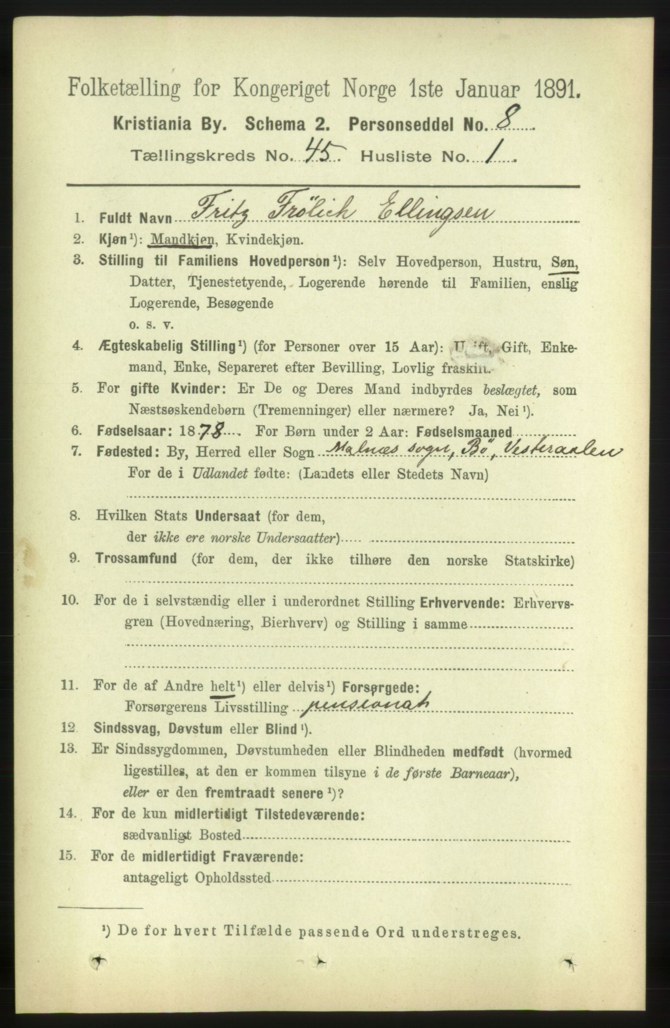 RA, 1891 census for 0301 Kristiania, 1891, p. 27513